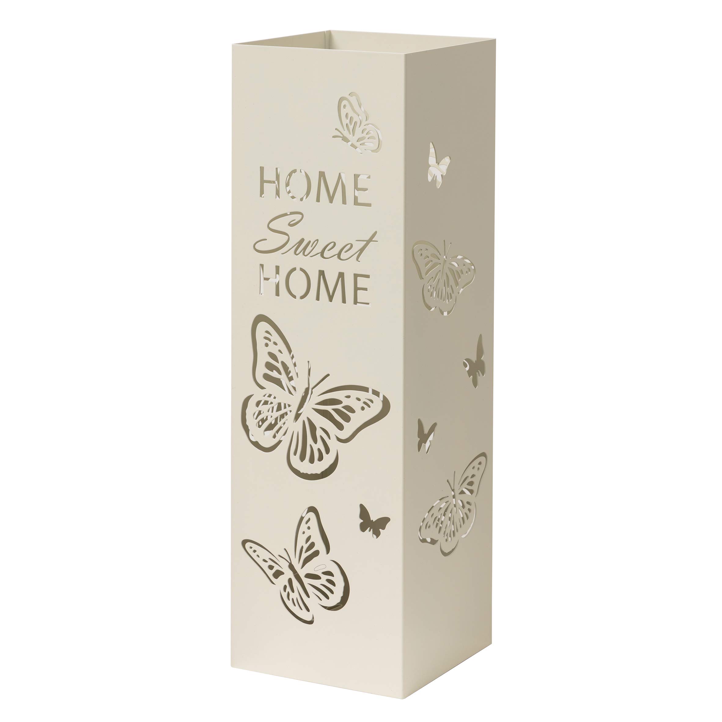 Baroni Home portaombrelli metallo bianco farfalle 15,5x15,5x49 cm