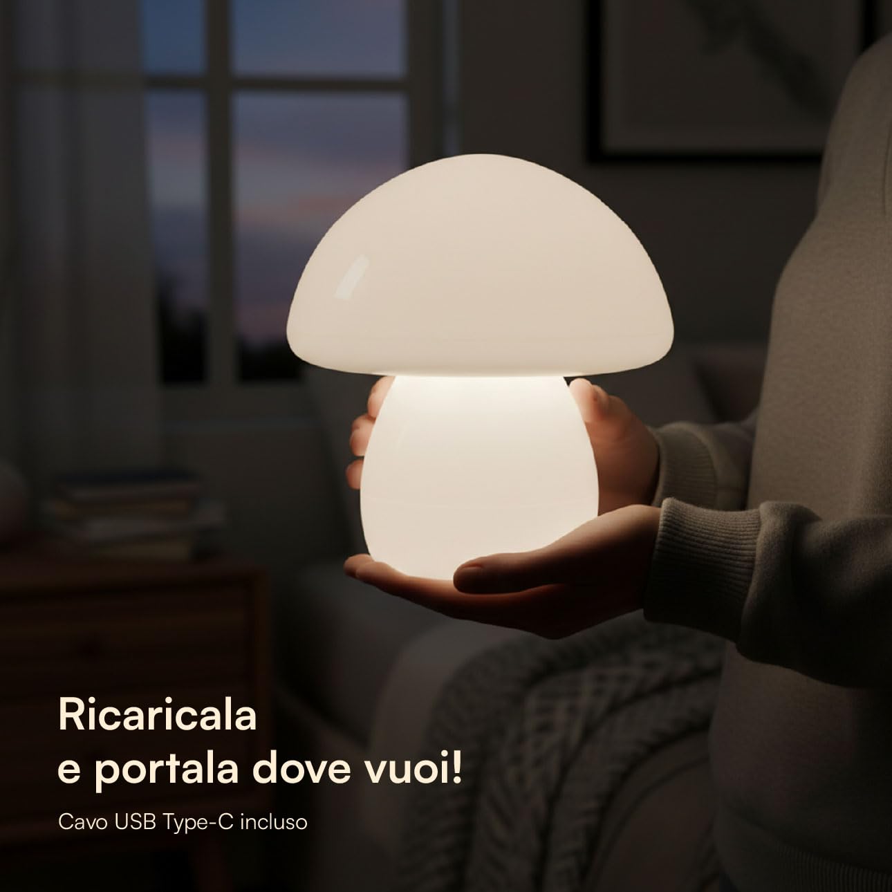 Baroni Home Lampada LED Fungo PVC Bianca 15x15x16,5 cm