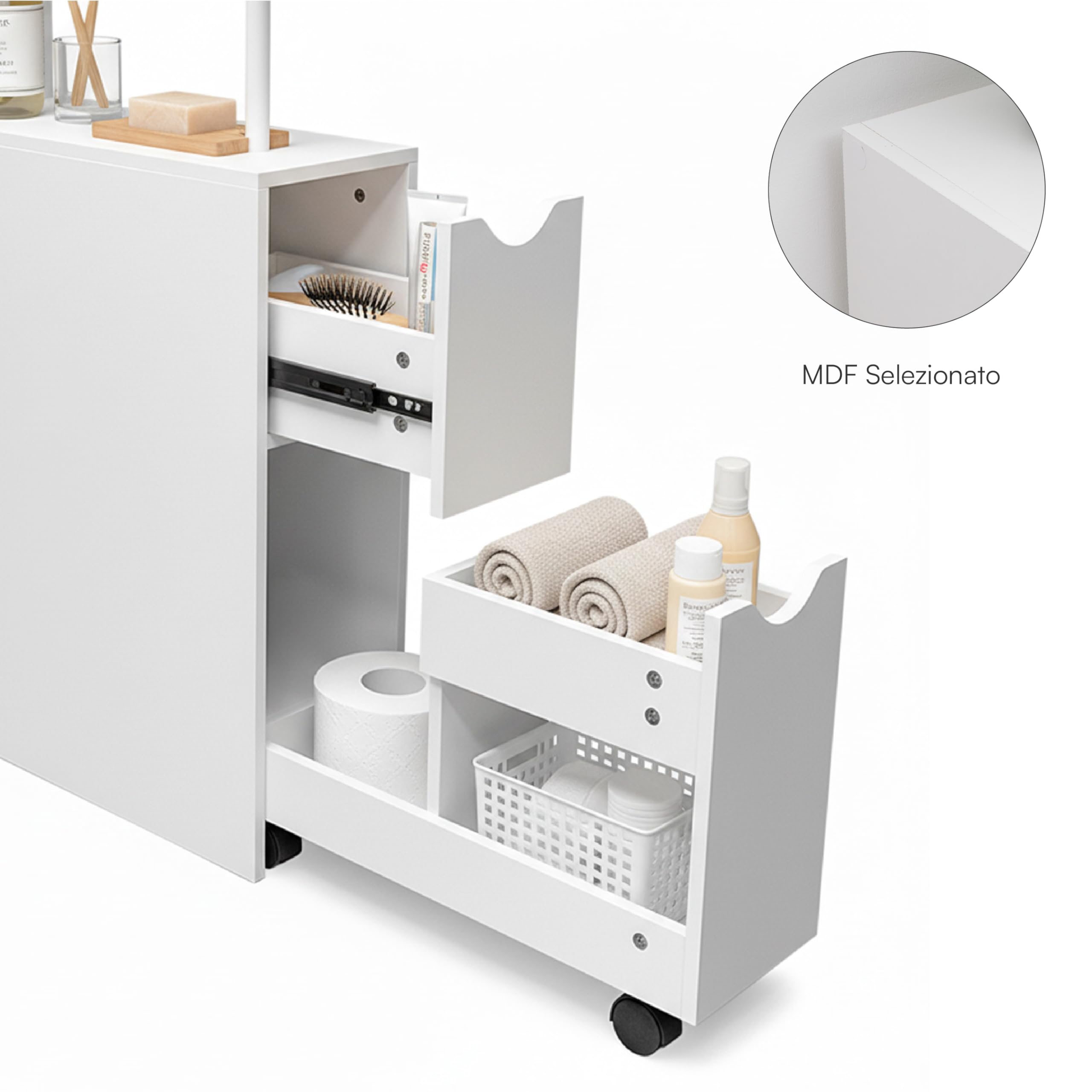 Baroni Home Colonna Bagno Bianca 45x19x113 cm 3 Ripiani