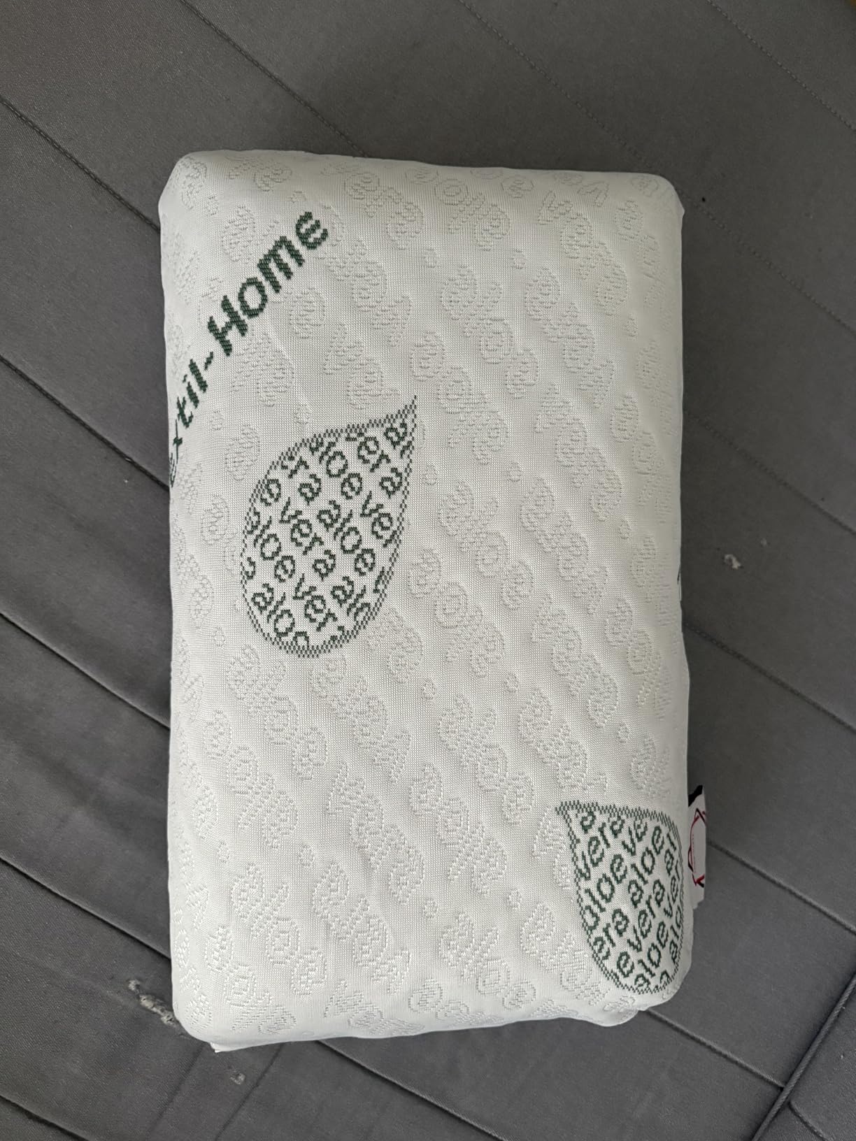 Textilhome Cuscino Memory Foam Cervicale 70 cm Aloe Vera Sfoderabile