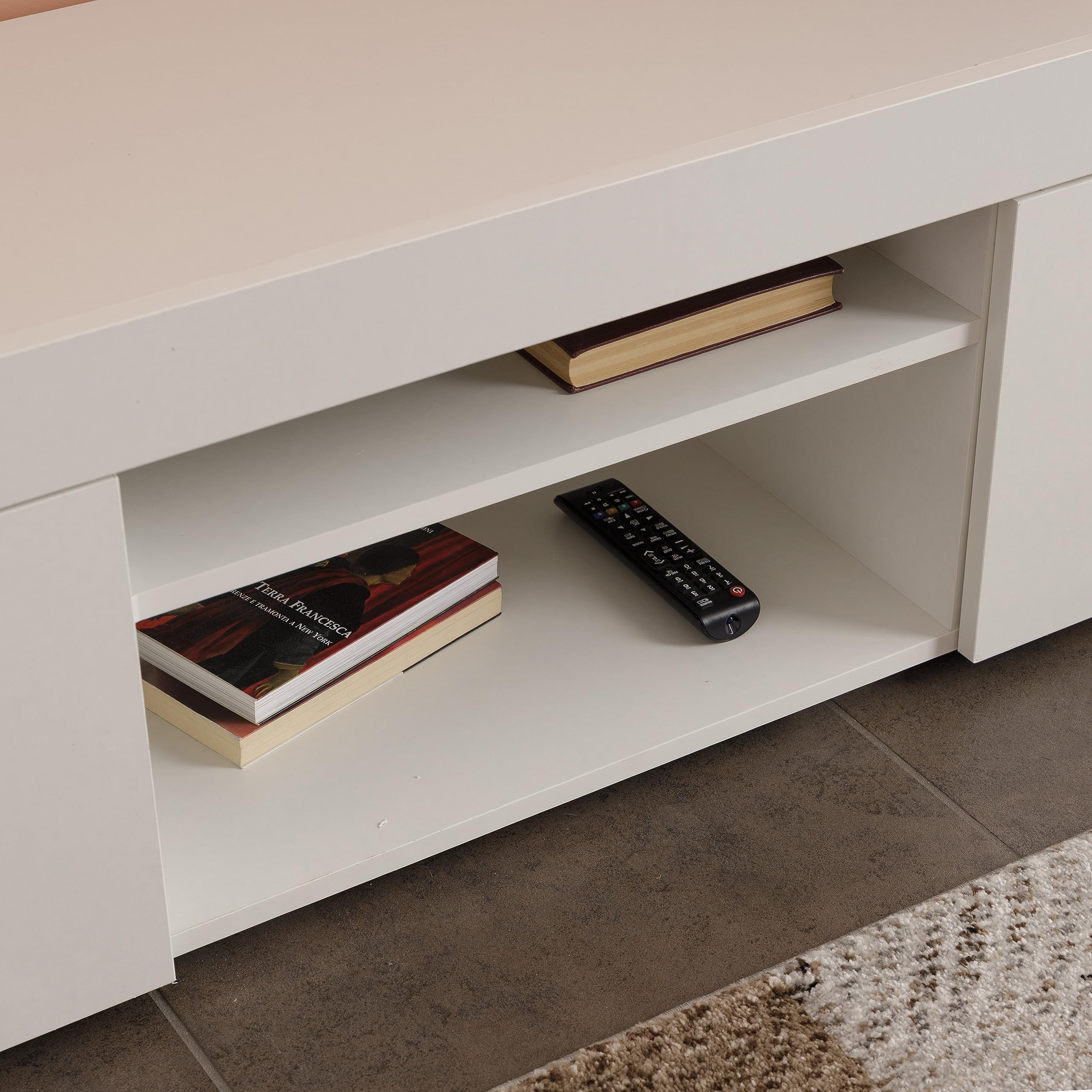 Baroni Home Mobile TV Bianco 2 Sportelli 160x35x40 cm