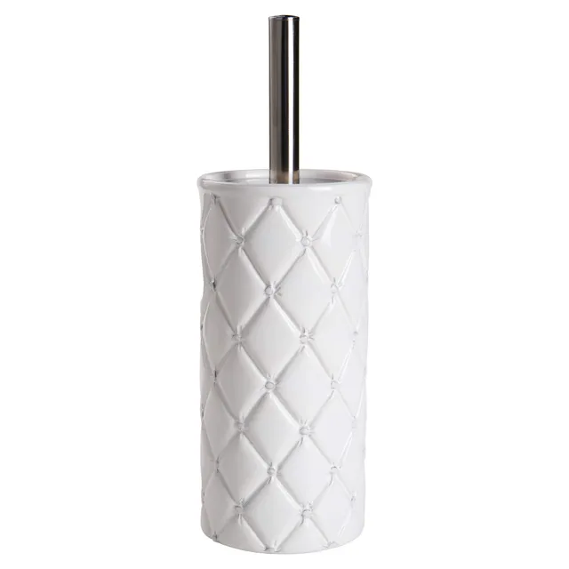 Baroni portascopino ceramica bianco 10x10x41 cm con scopino