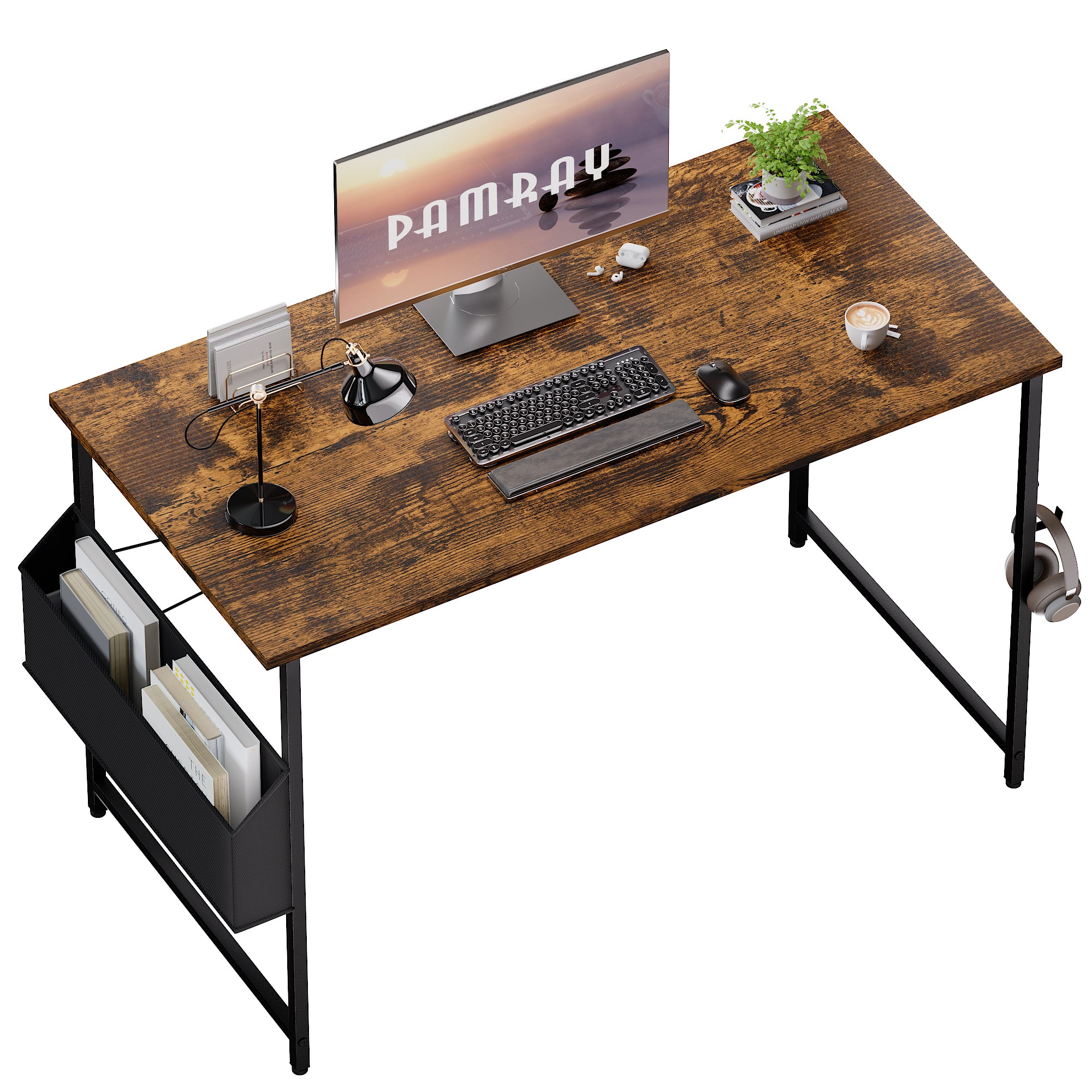Pamray 47 Pollici Scrivania Computer Nero 120 cm Salvaspazio