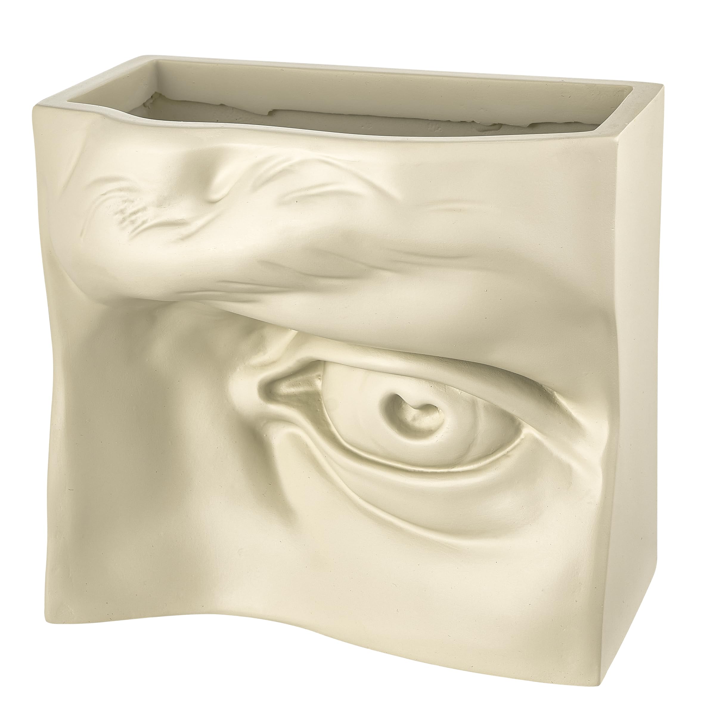 Baroni Home Vaso Resina Faccia Bocca Bianco 17x11x16 cm