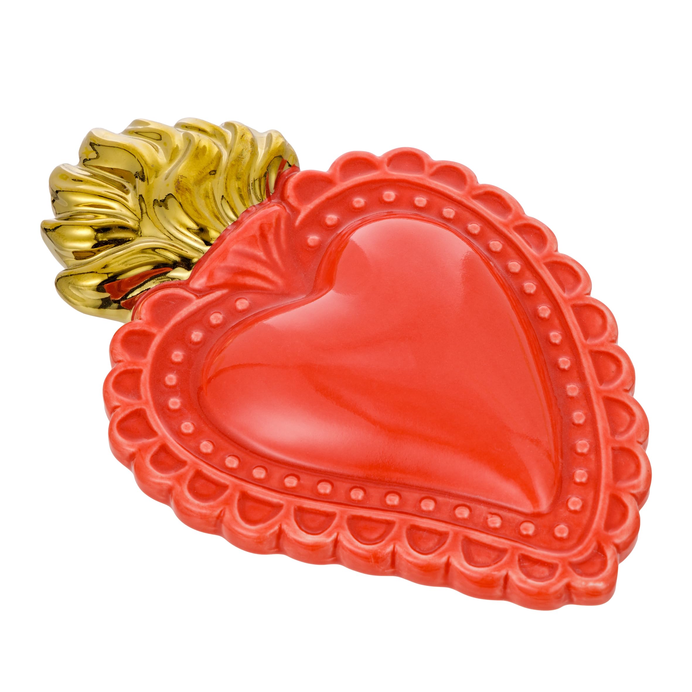 Baroni Home Cuore Sacro Ex-Voto Ceramica Panna 16x11 cm