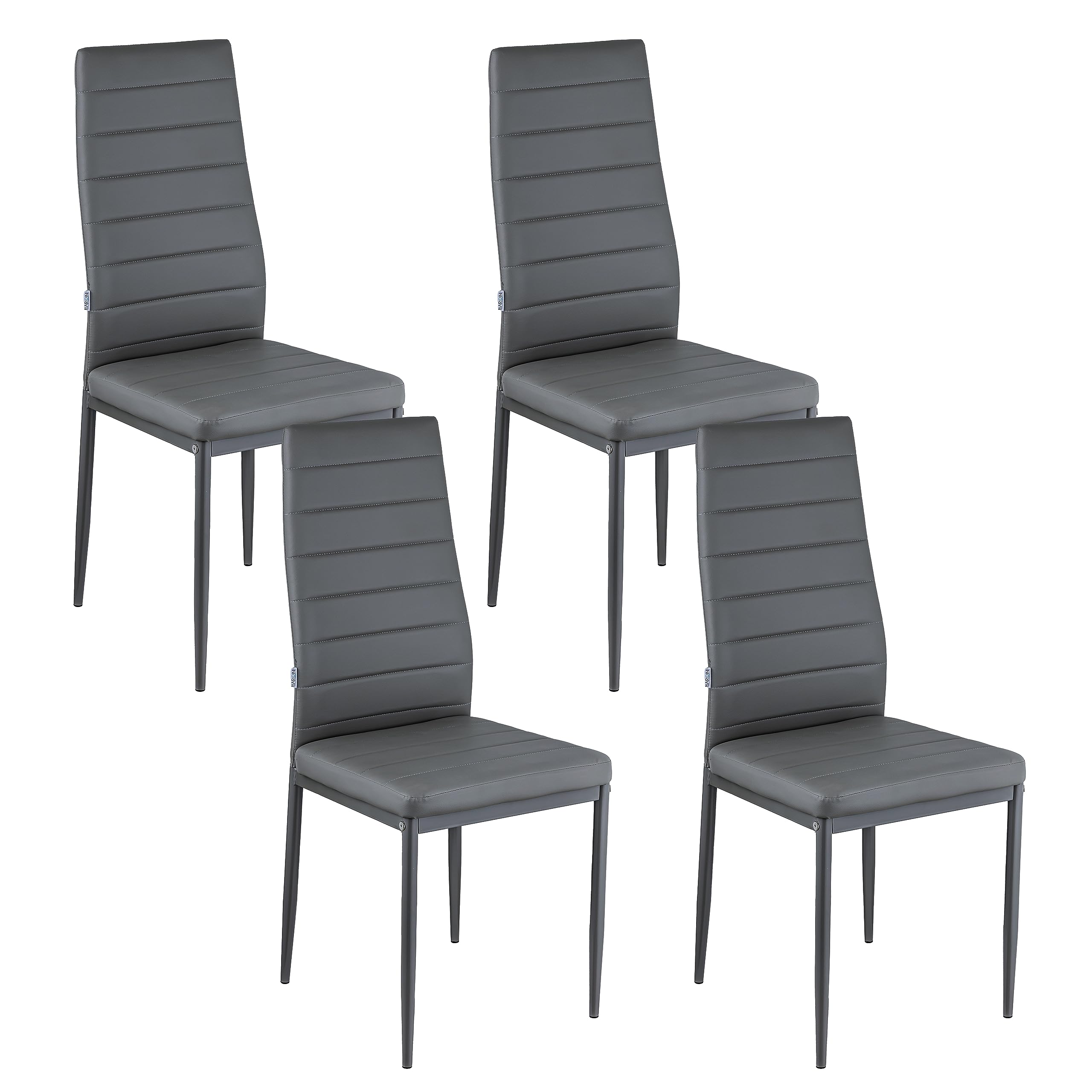 Baroni Home Set 4 Sedie da Pranzo Nero 40x48x96 cm
