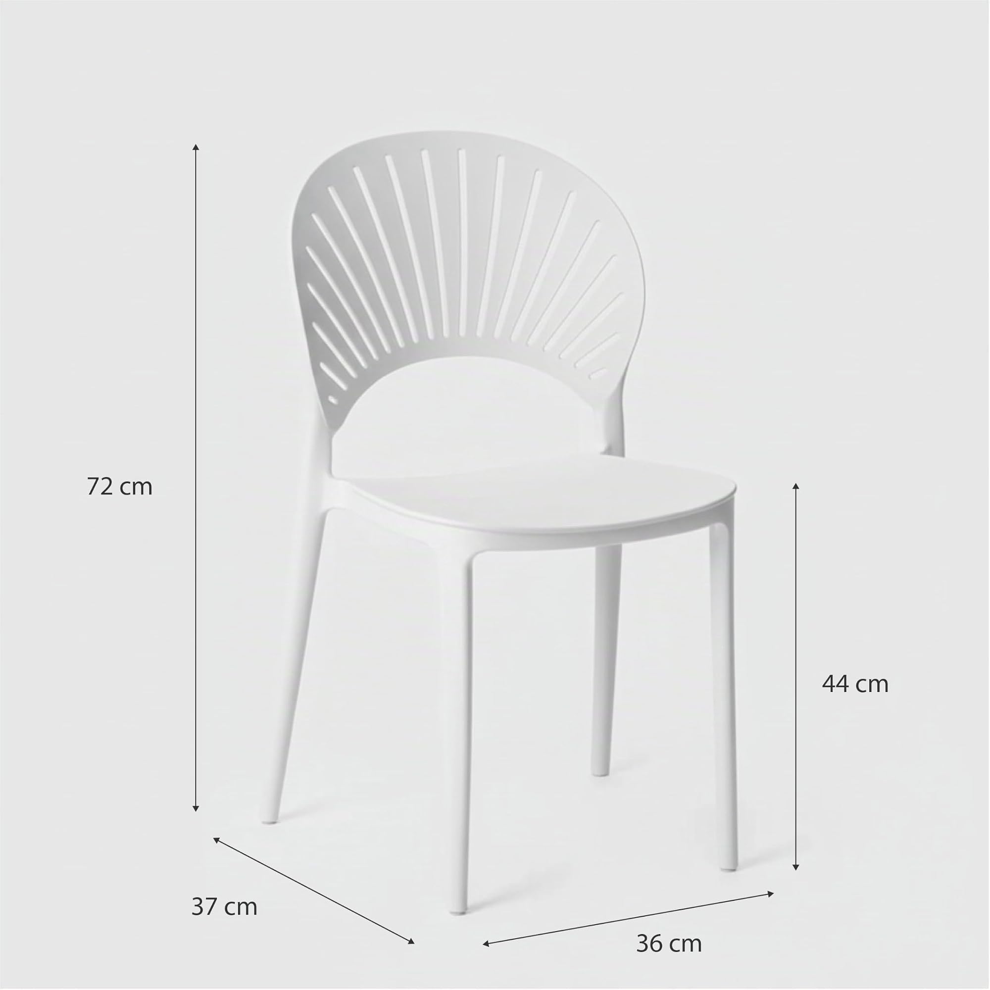 Baroni Home Schienale a Raggi sedia bianca set 4 impilabile