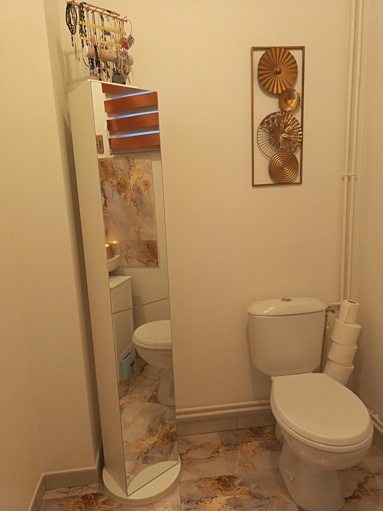 Baroni Home Specchio Girevole Colonnina Mobile Bianco 169 cm