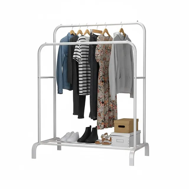 Baroni Home Stand Appendiabiti Doppia Barra Bianco 110x55x145 cm