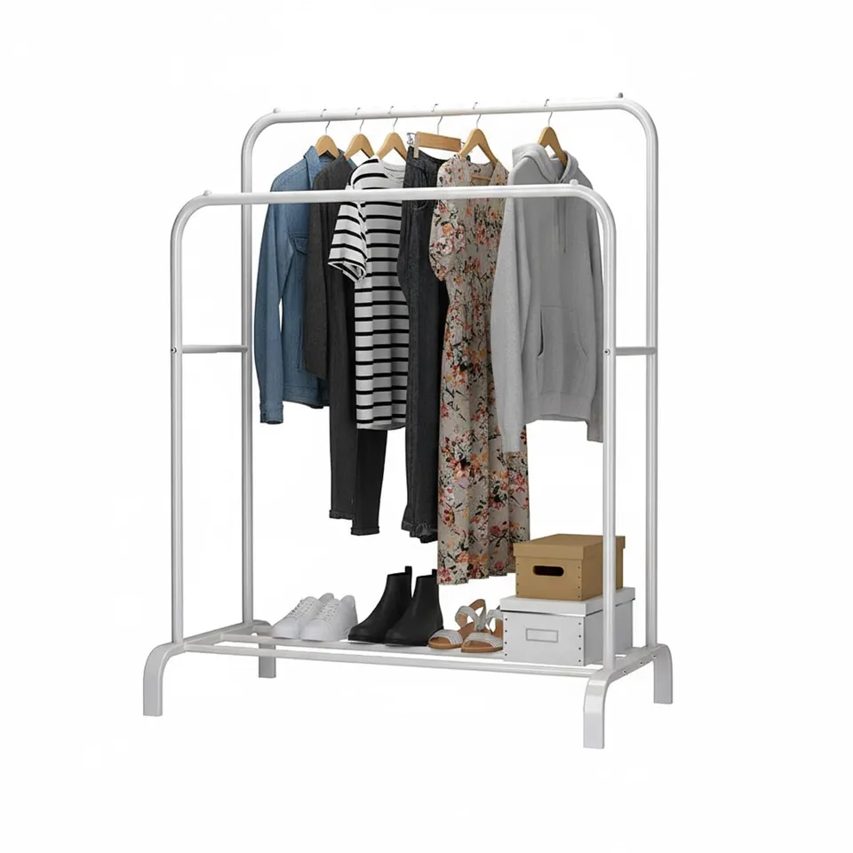 Baroni Home Stand Appendiabiti Doppia Barra Bianco 110x55x145 cm