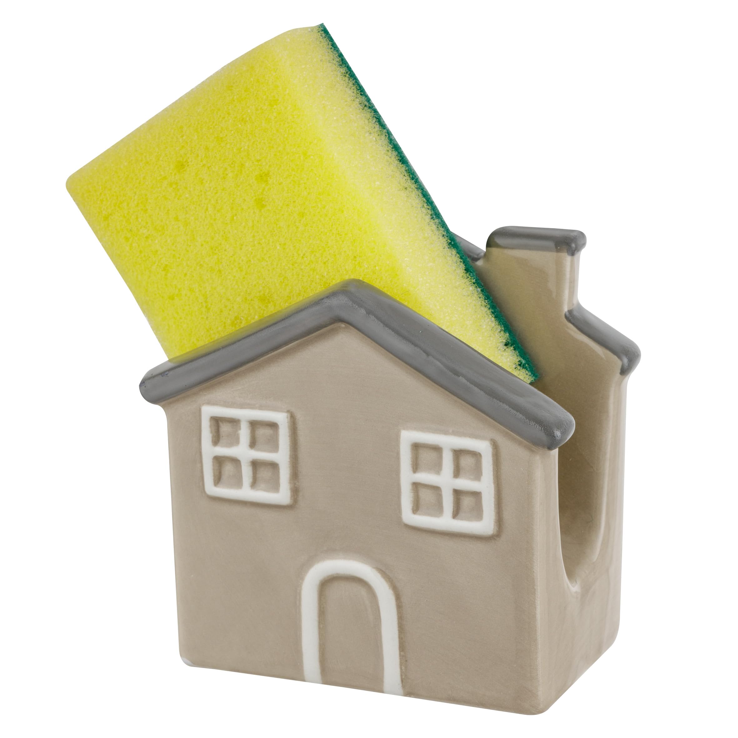 Baroni Home Casina Bianca portaspugna ceramica 10x6x10 cm