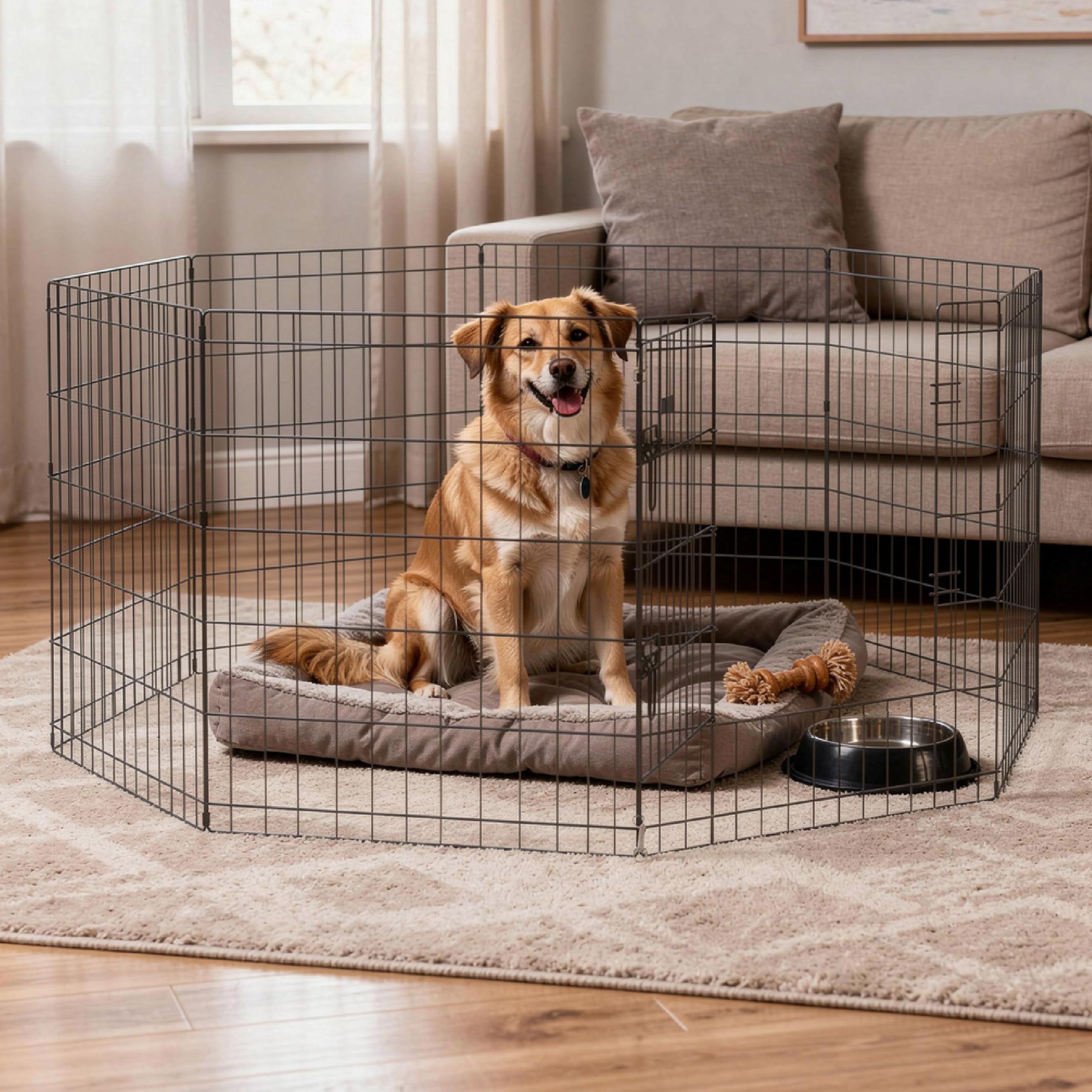 Baroni Home Recinto Cani 8 Pannelli Nero 76x60 cm