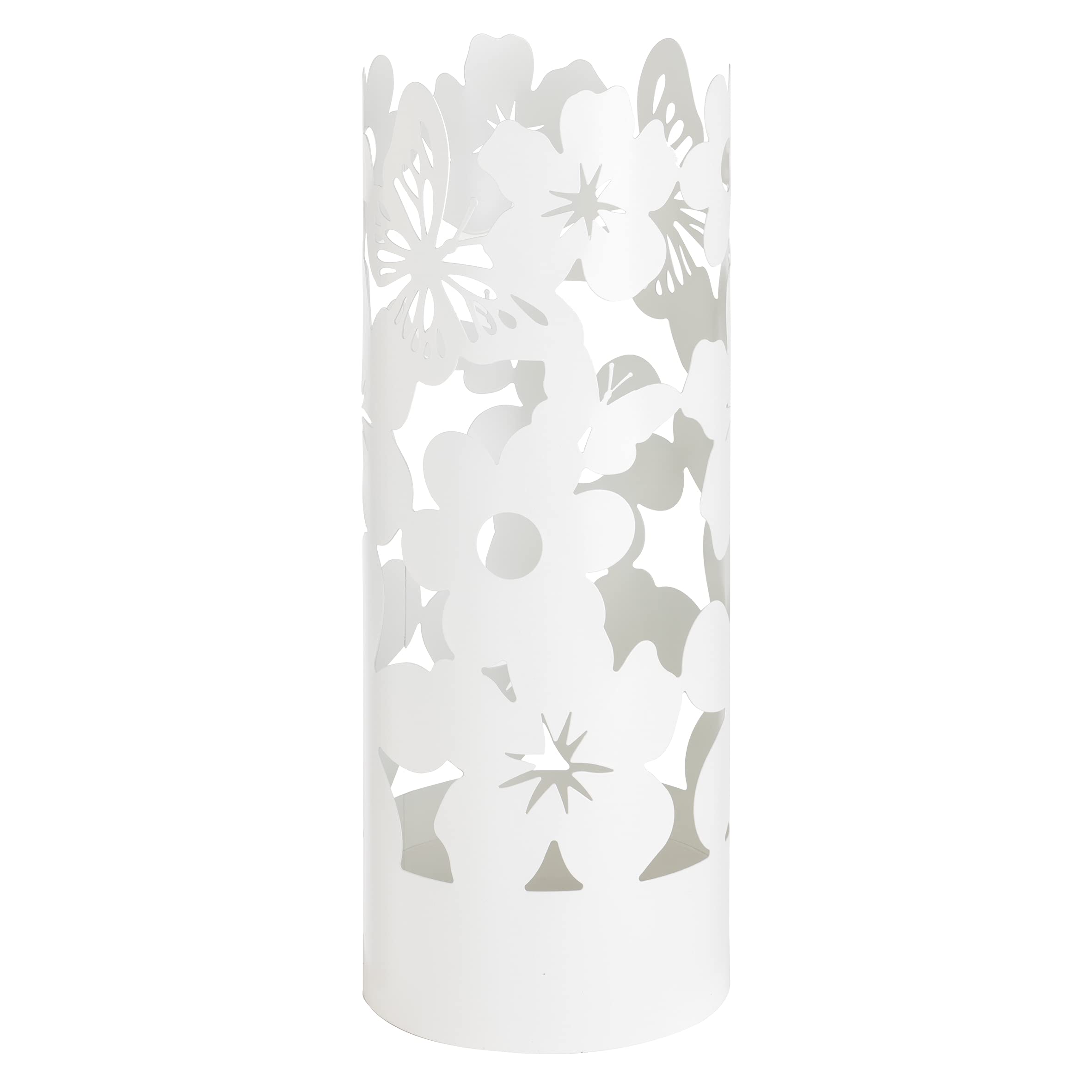 Baroni Home Portaombrelli Flowers Bianco Metallo 19x19x49