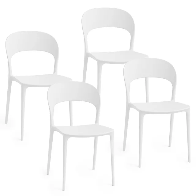 Baroni Home set 4 sedie plastica bianche 77 cm impilabili