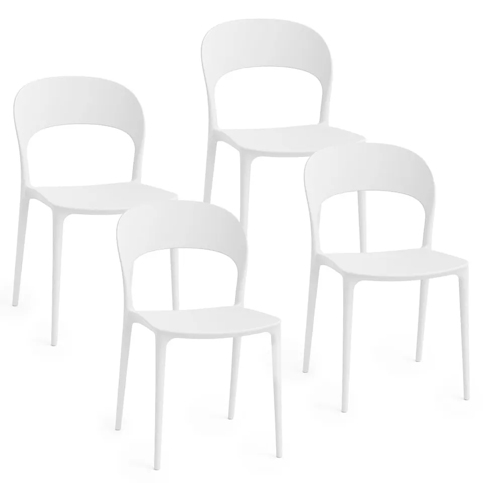 Baroni Home set 4 sedie plastica bianche 77 cm impilabili
