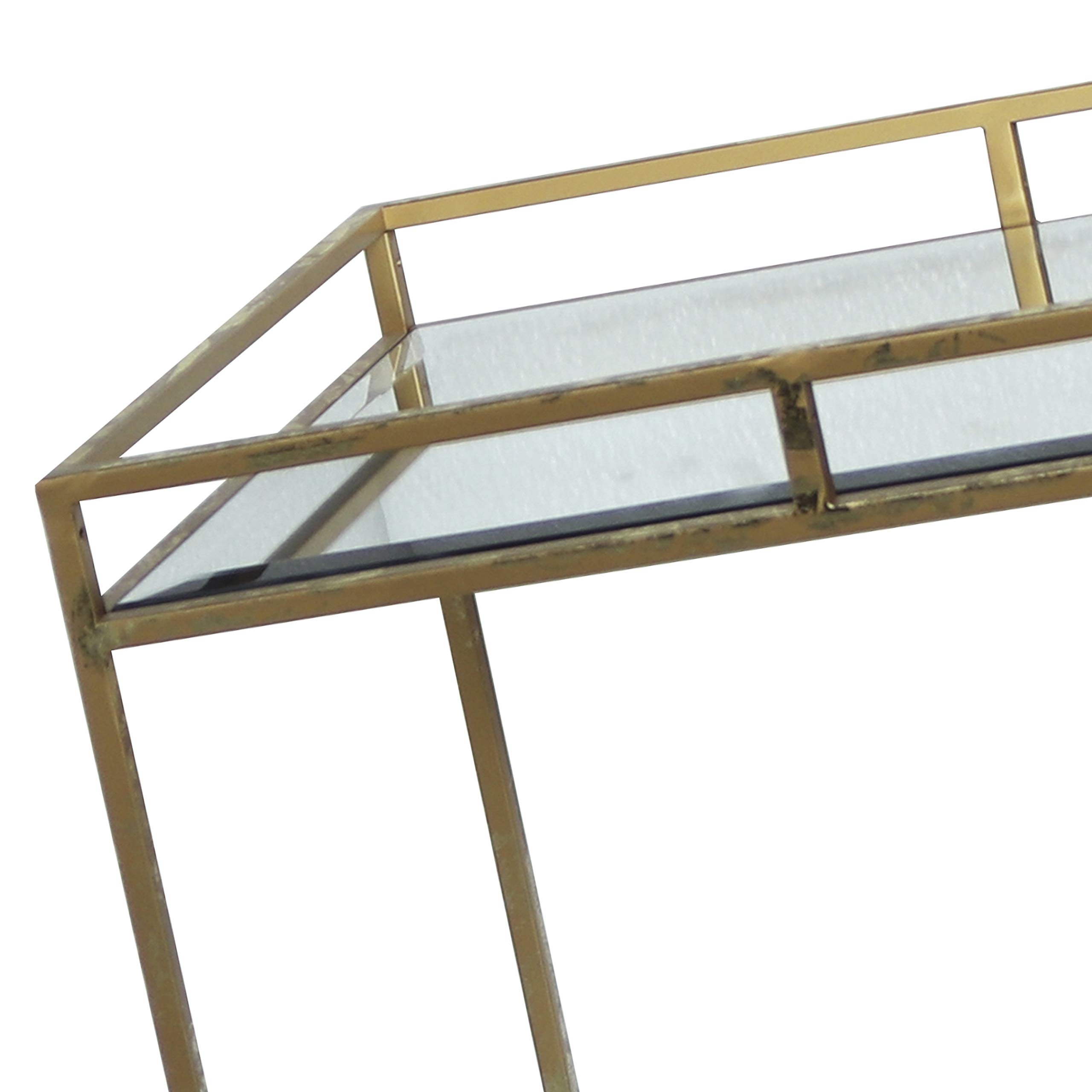 Baroni Glam Tavolino Rettangolare Vetro Oro 44x34x61 cm