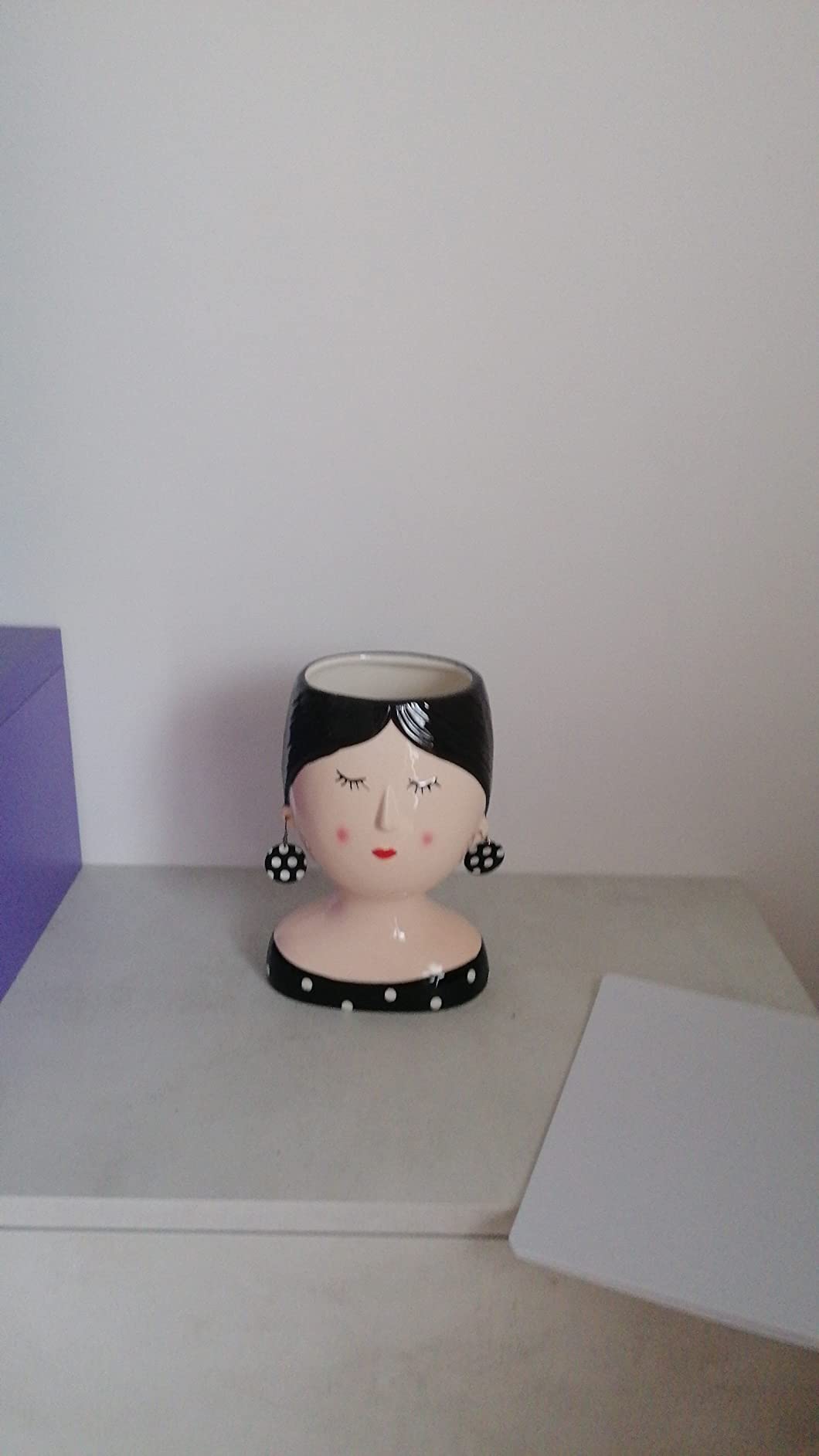 Baroni Home Vaso Ceramica Capelli Rossi 21x20 cm Dipinto a Mano