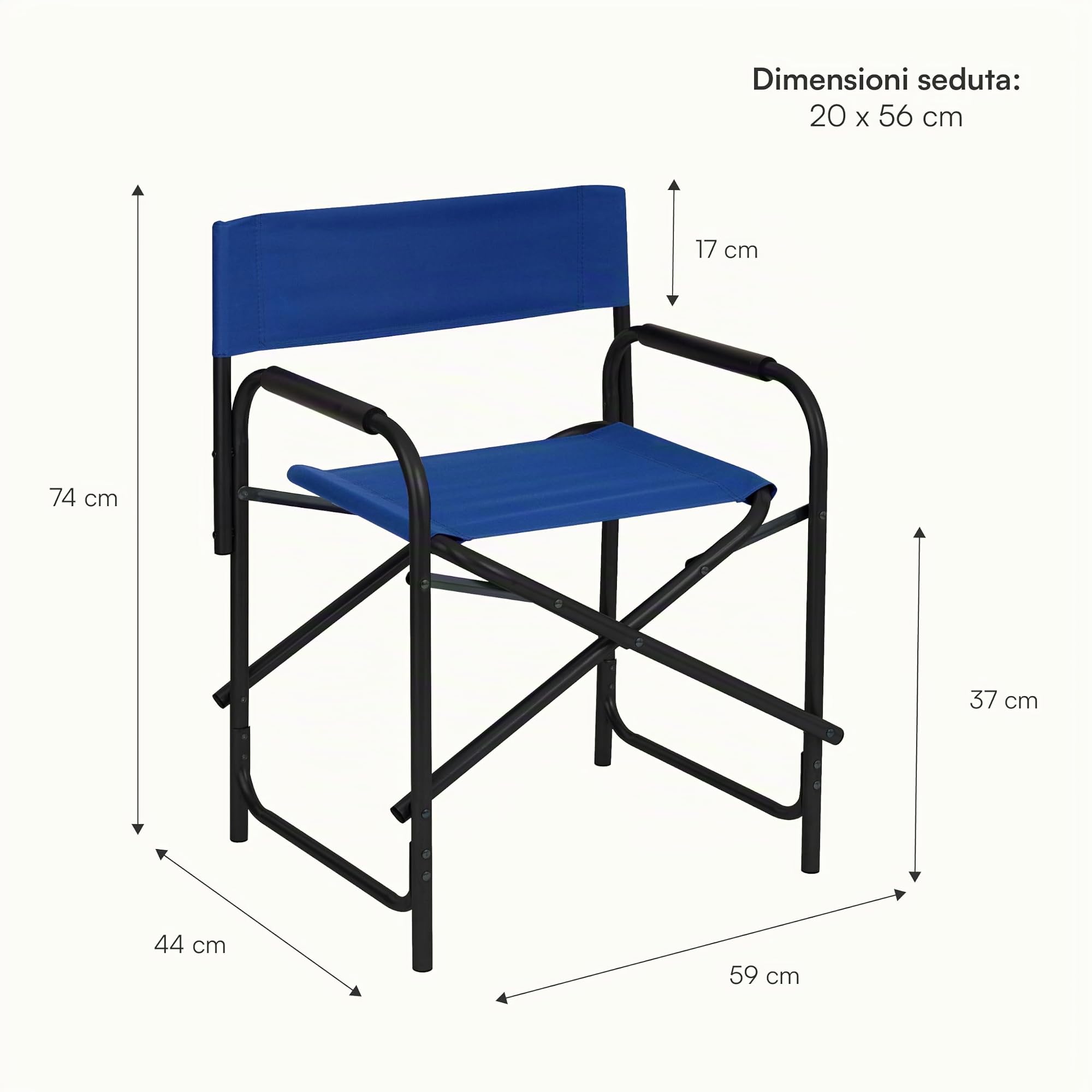 Baroni Home Sedia da Regista Pieghevole Blu in Tela