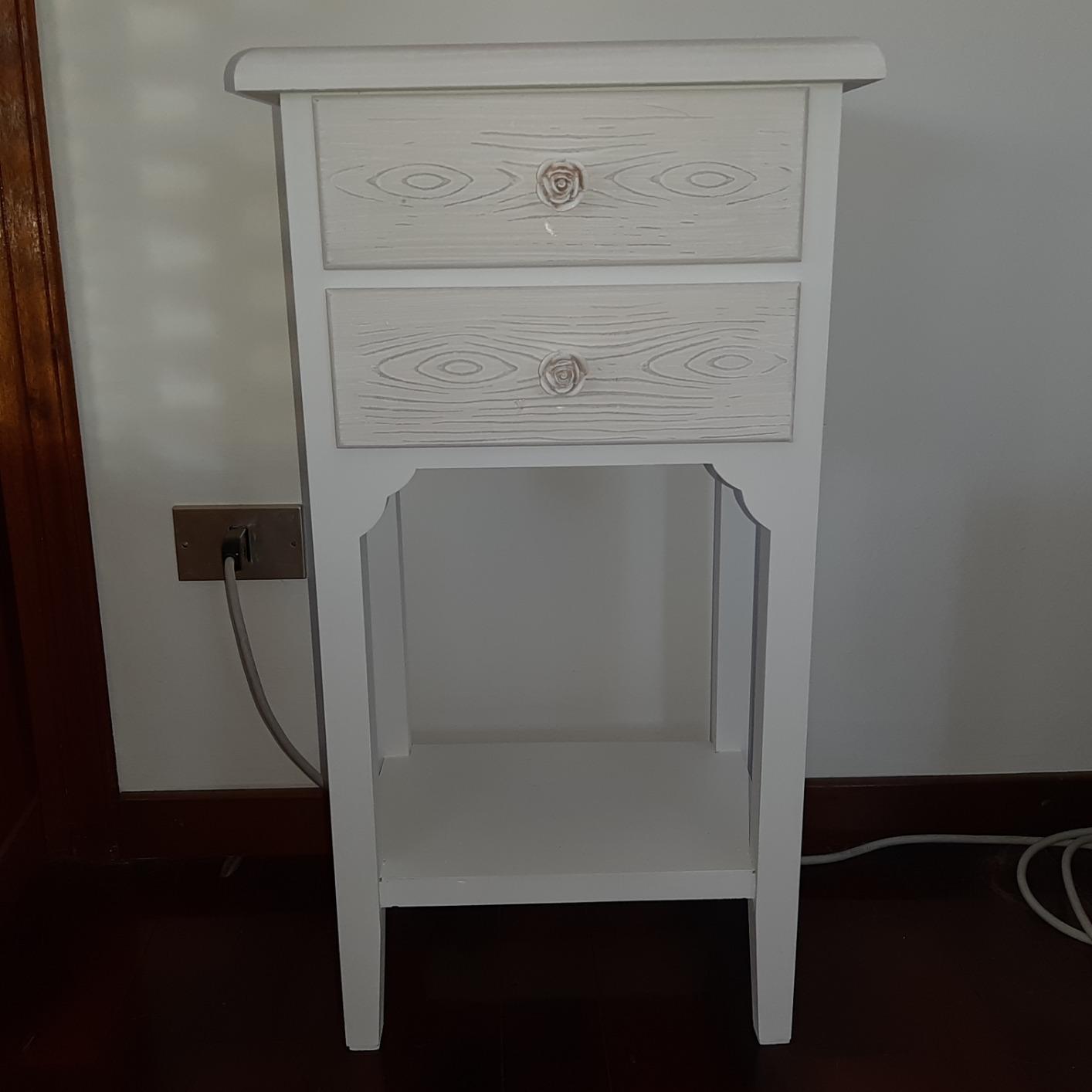 Baroni Home Montemaggi comodino 2 cassetti bianco 37x26x70