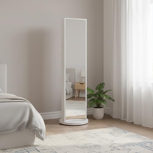 Baroni Home Specchio Girevole Colonnina Mobile Bianco 169 cm