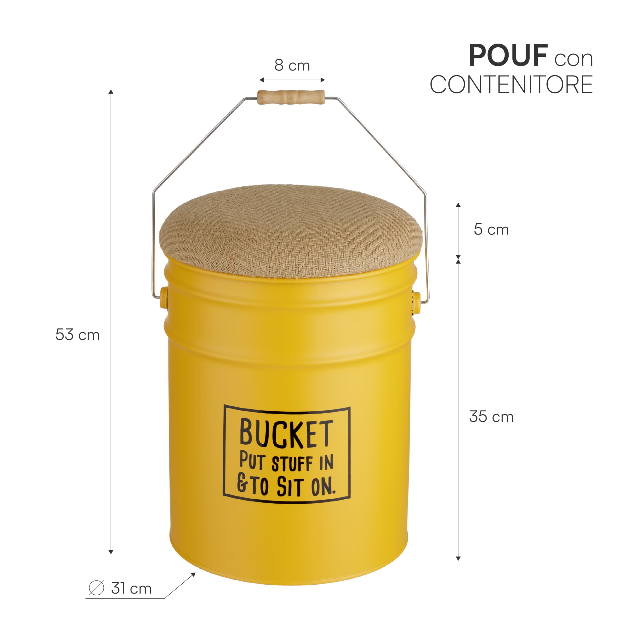 Baroni Home pouf contenitore giallo juta 40x31 cm