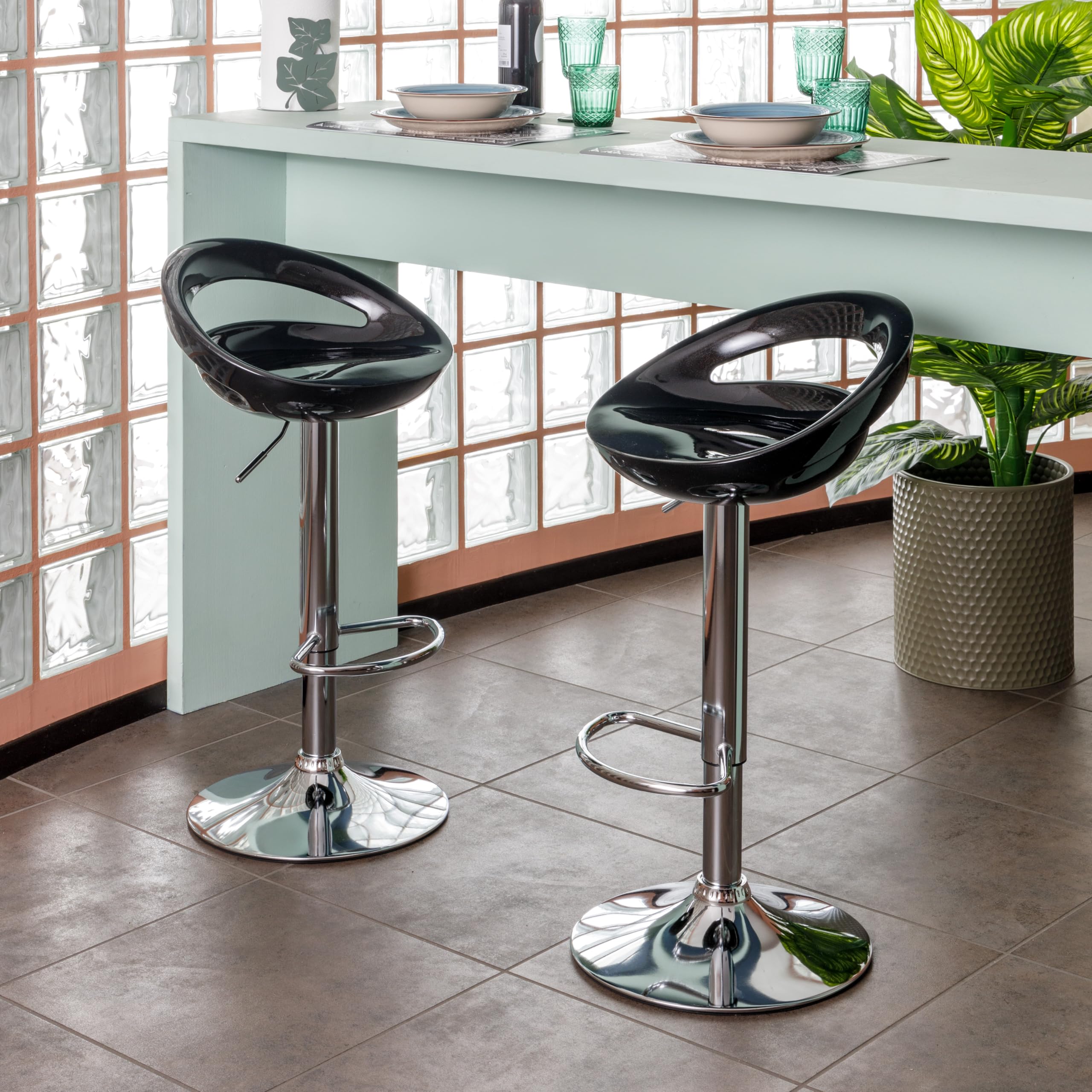 Baroni Home sgabello bar girevole nero altezza regolabile