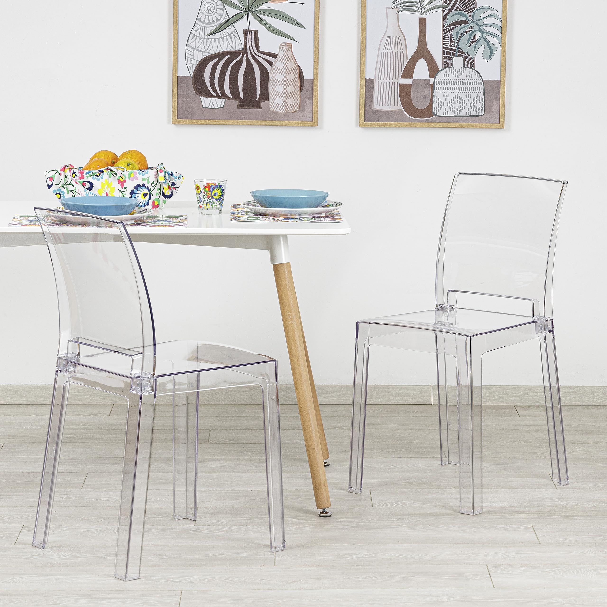 Baroni Home Sedie Policarbonato Trasparente 36x81x43 cm 4 Pezzi