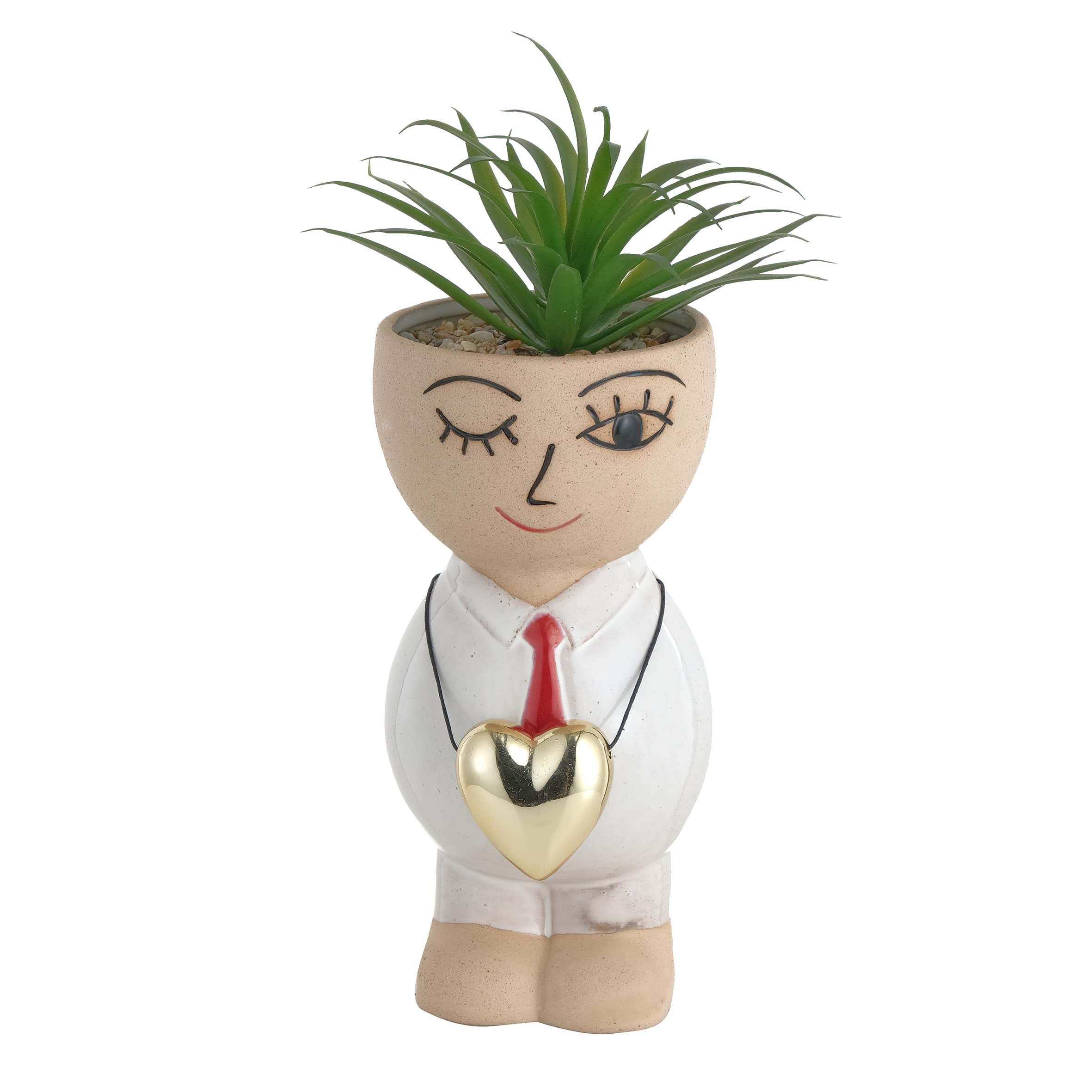 Baroni Home Ladies Girl con Treccine Vaso Testa Ceramica 22 cm