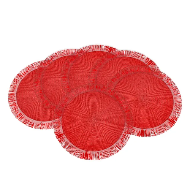 Baroni Home Set 6 tovagliette tonde paglia rossa 38 cm