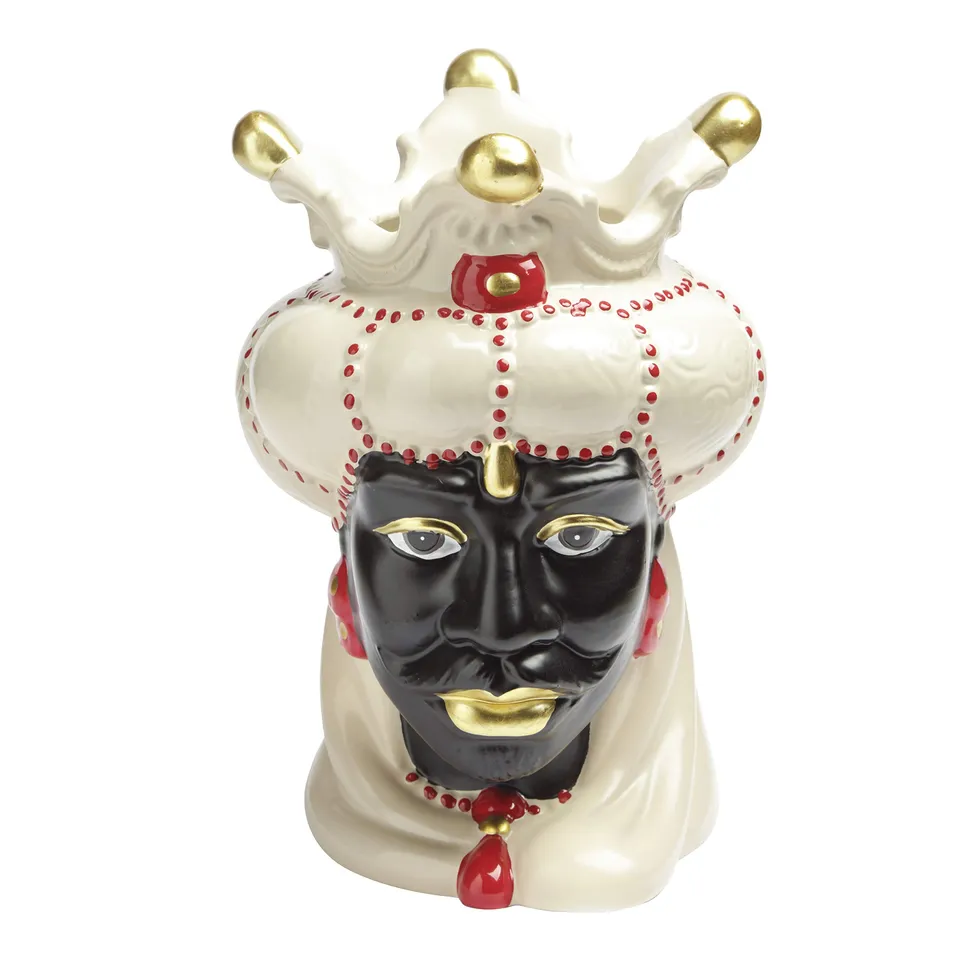 Baroni Re Volto Scuro testa di moro vaso ceramica 25 cm