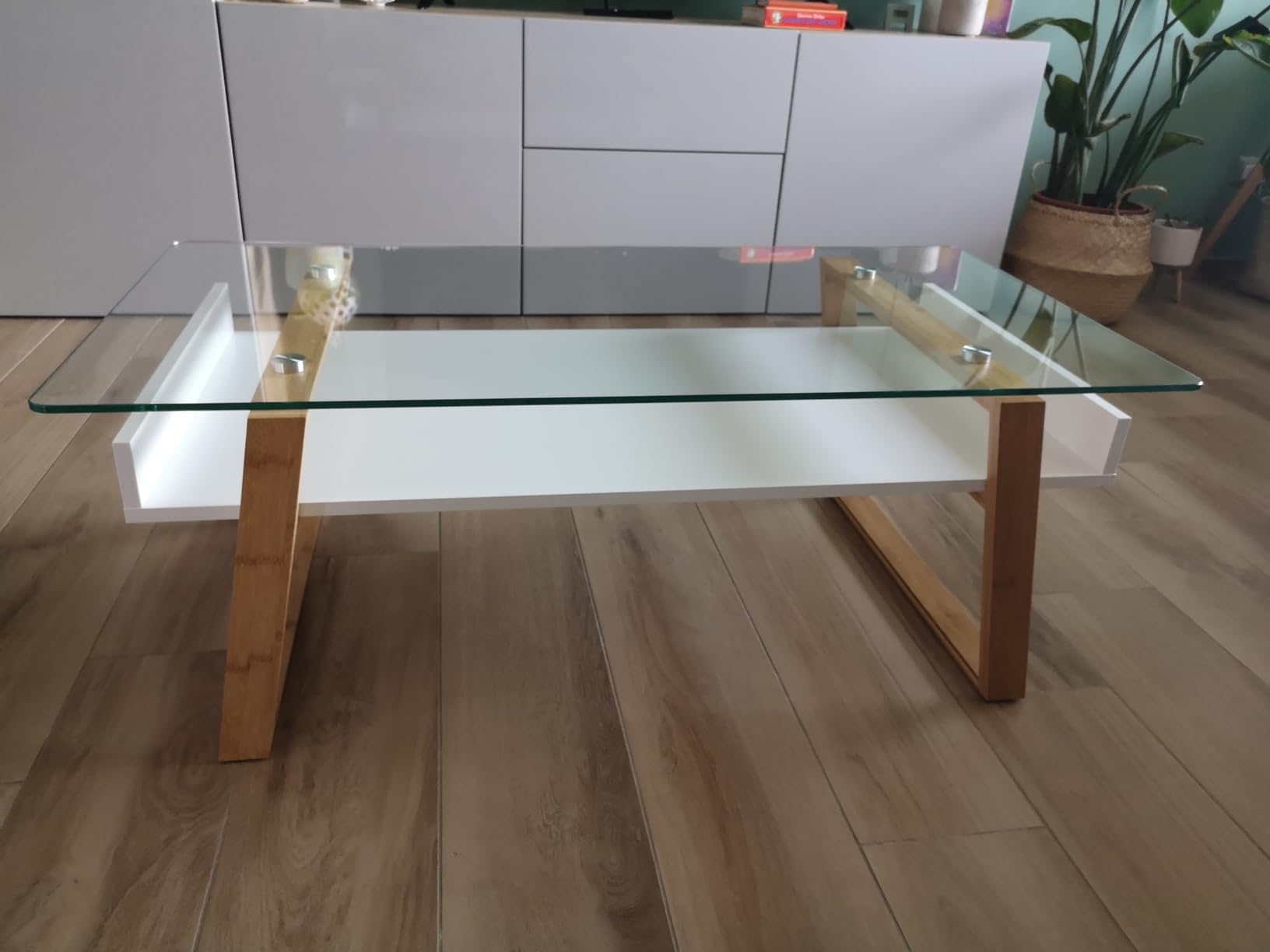 bonVIVO Donatella Scrivania Piccola Bianco H 40 cm Vetro