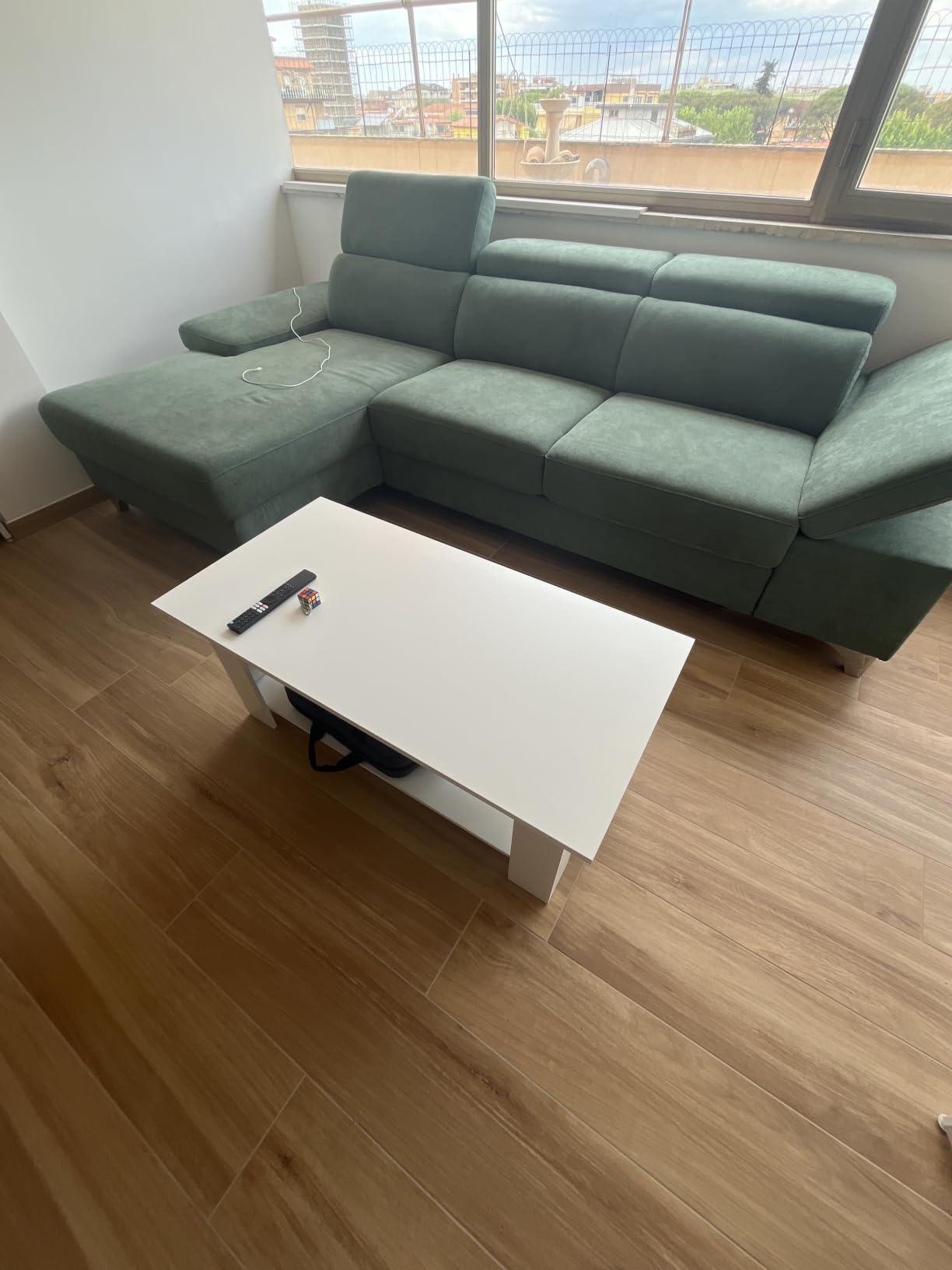 Baroni Home Tavolino da caffè piano sollevabile nero 100 cm