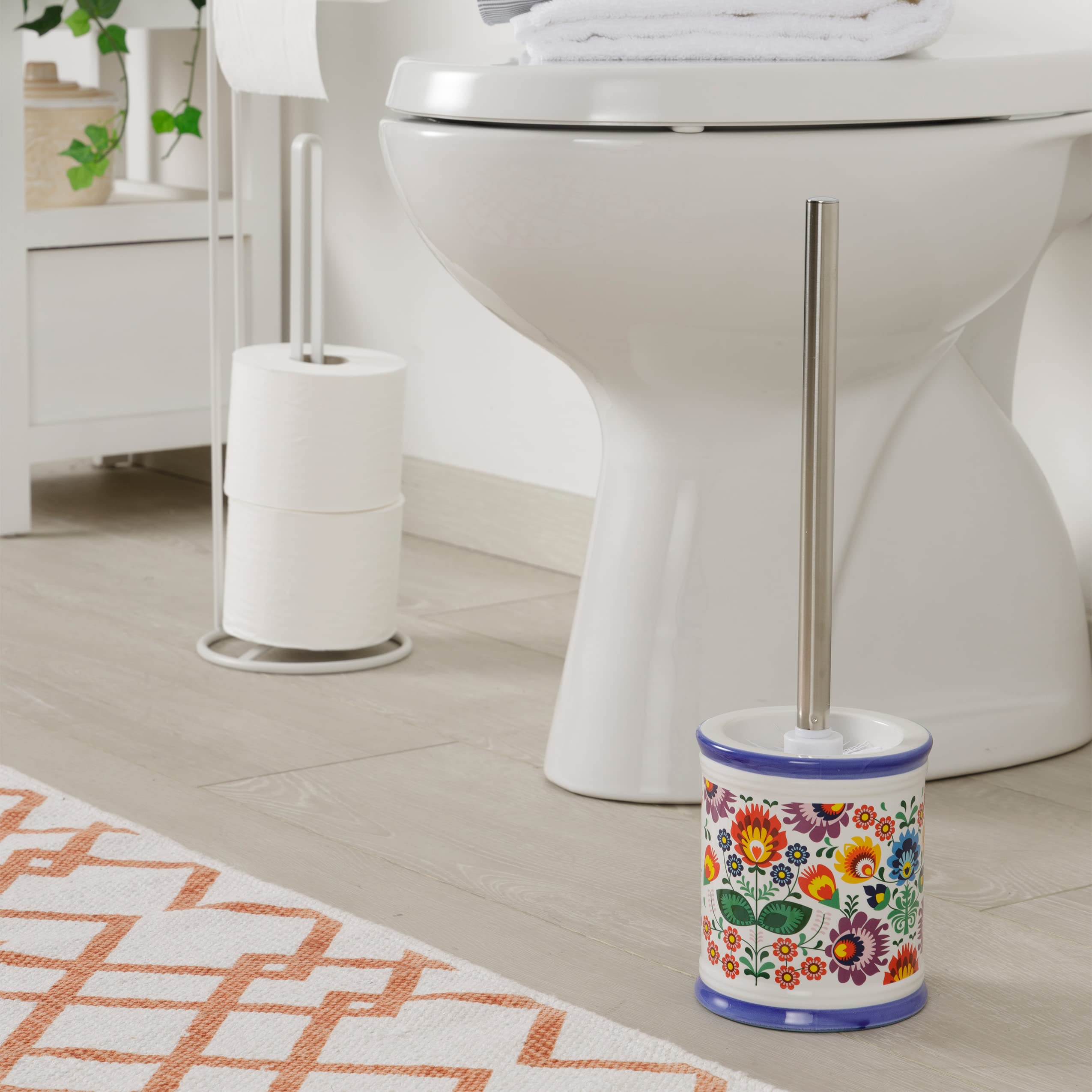 Baroni Home Fiori portascopino ceramica 11x11x39 cm
