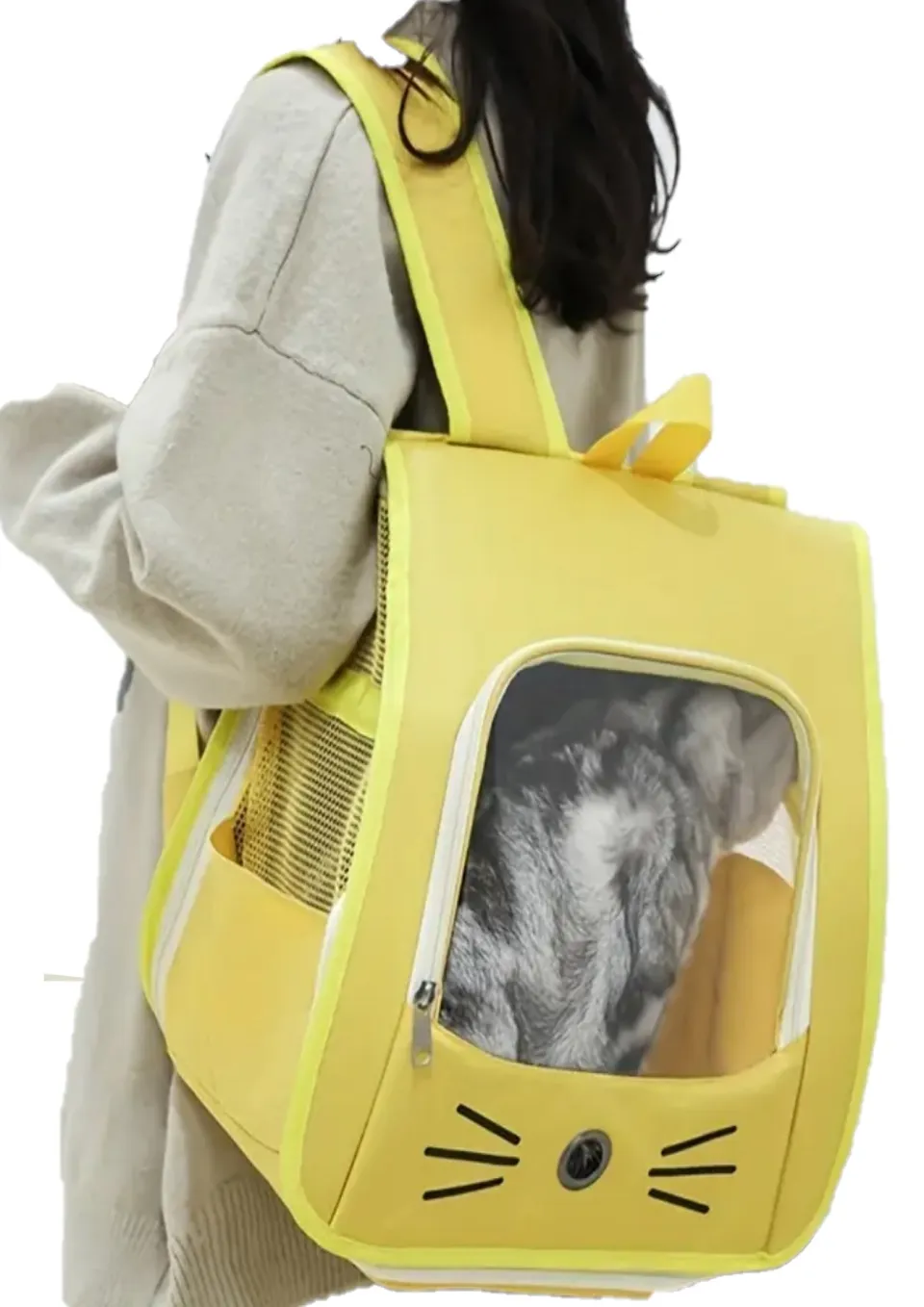PetPlus Trasportino Borsa per Cani Gatti 35 cm Blu Giallo