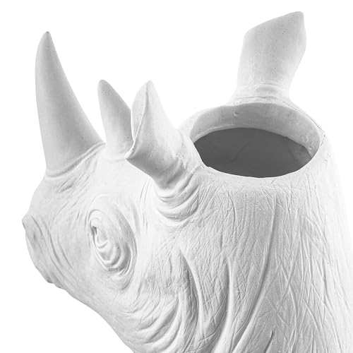 Baroni Home Rinoceronte vaso bianco resina