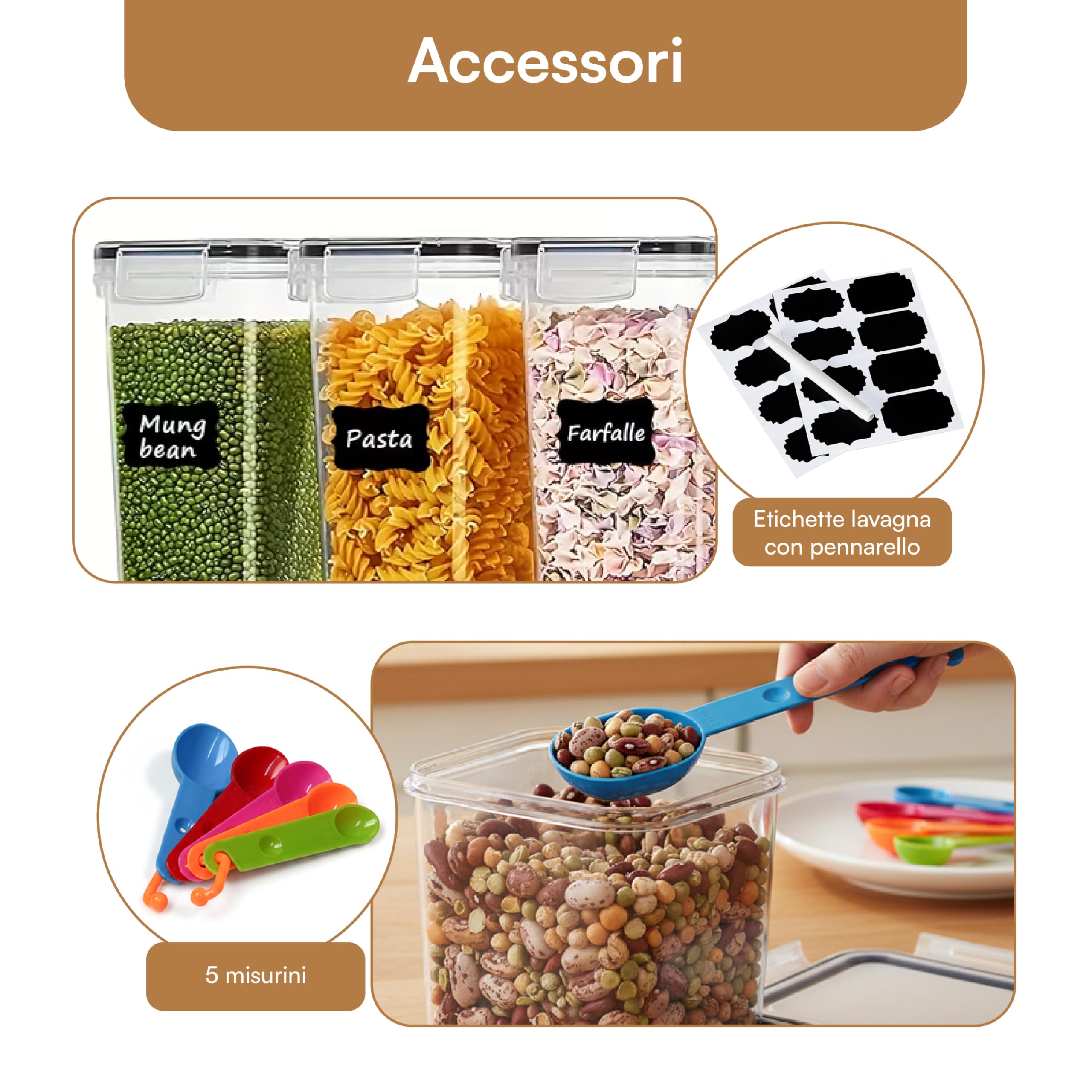 Baroni Home Set 10 Contenitori Ermetici 1,4L Senza BPA