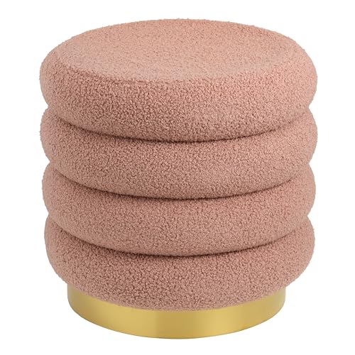 Baroni Home pouf macaron rosa sherpa 41x38x38 cm
