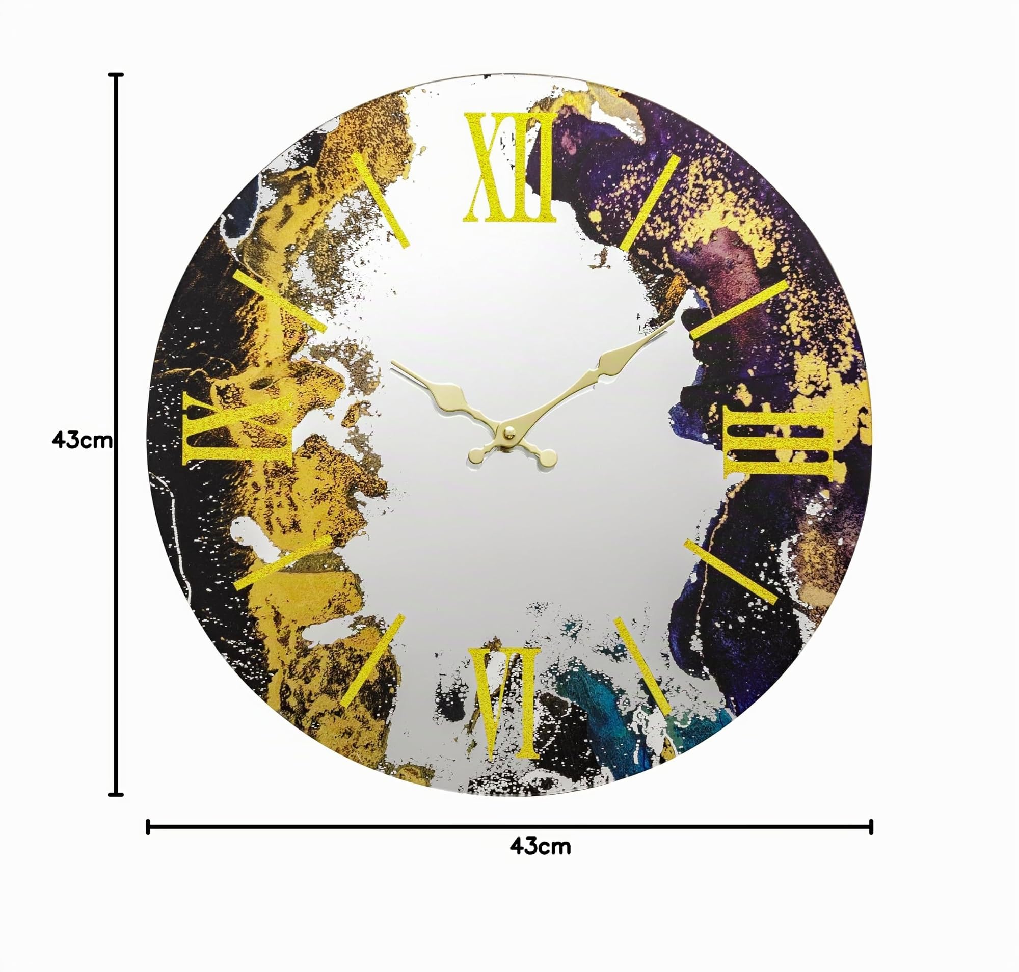 Baroni Home orologio parete vetro marmo specchio 43 cm