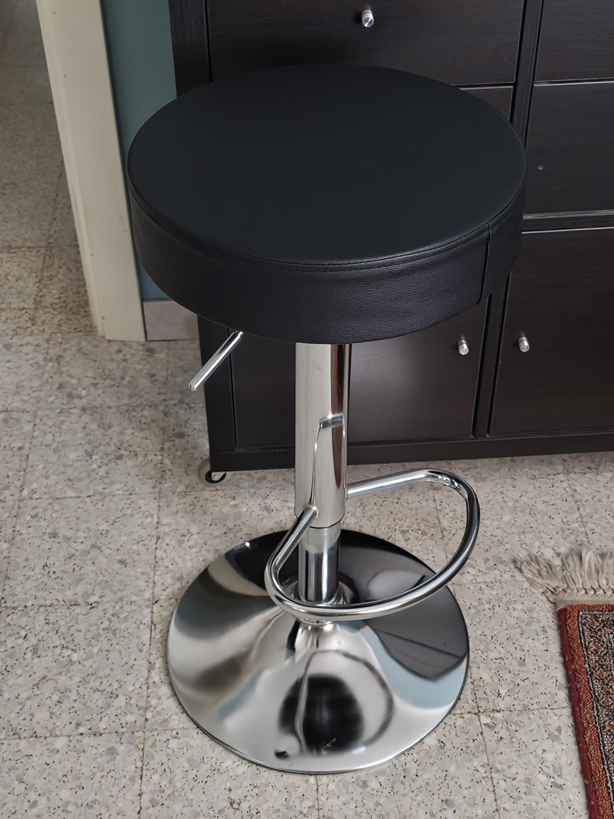 Baroni Home Sgabello Bar Girevole Nero 59-79 cm 1 Pezzo