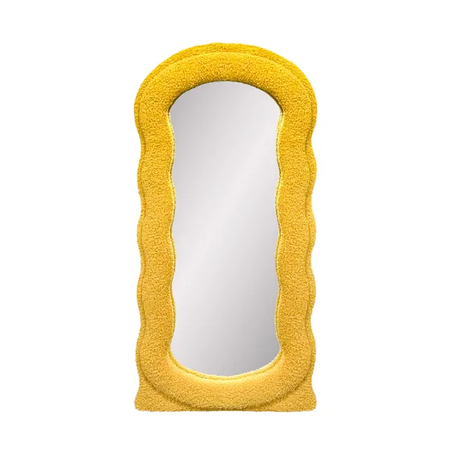Baroni Home specchio parete bouclé giallo 80x40 cm mezza persona