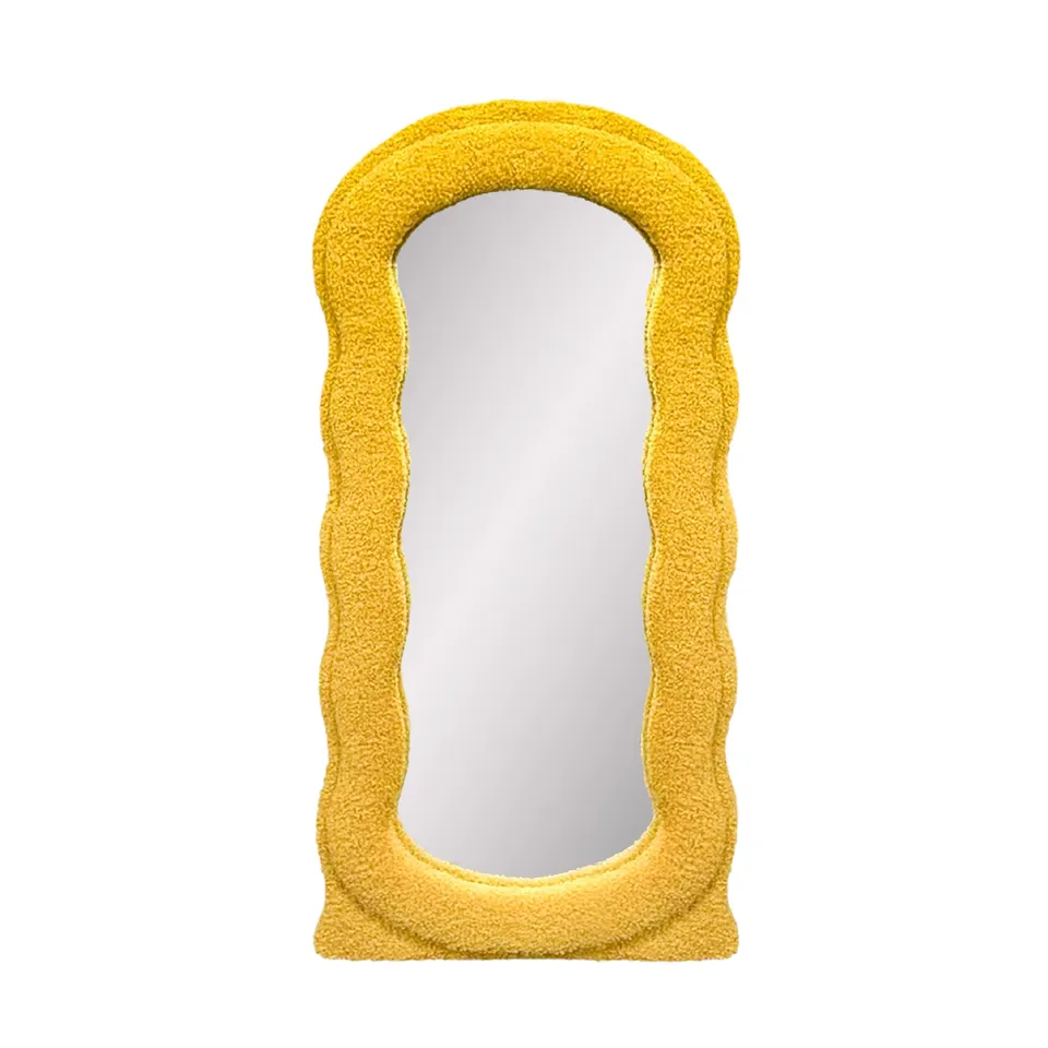 Baroni Home specchio parete bouclé giallo 80x40 cm mezza persona