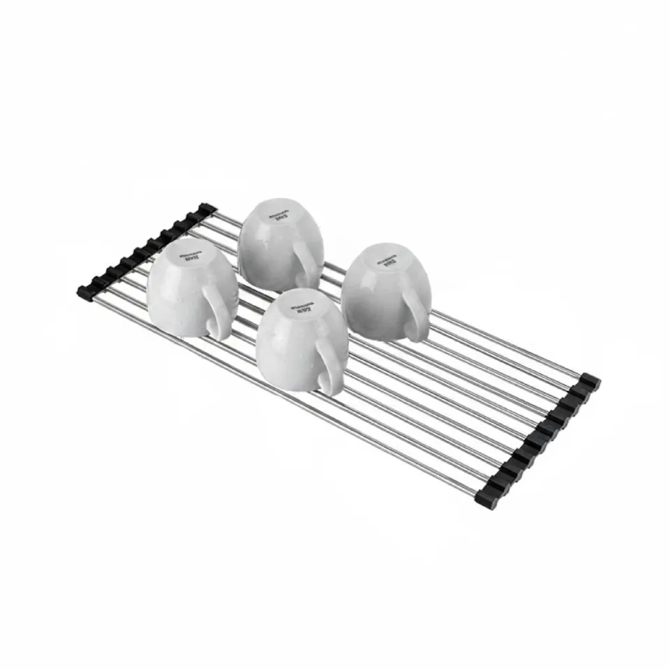 Baroni Home Scolapiatti Arrotolabile Metallo 19x47 cm salvaspazio