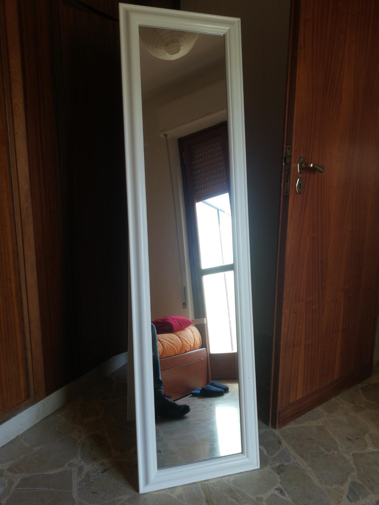 Baroni Home Specchio da Terra Bianco 43x163 cm Inclinabile