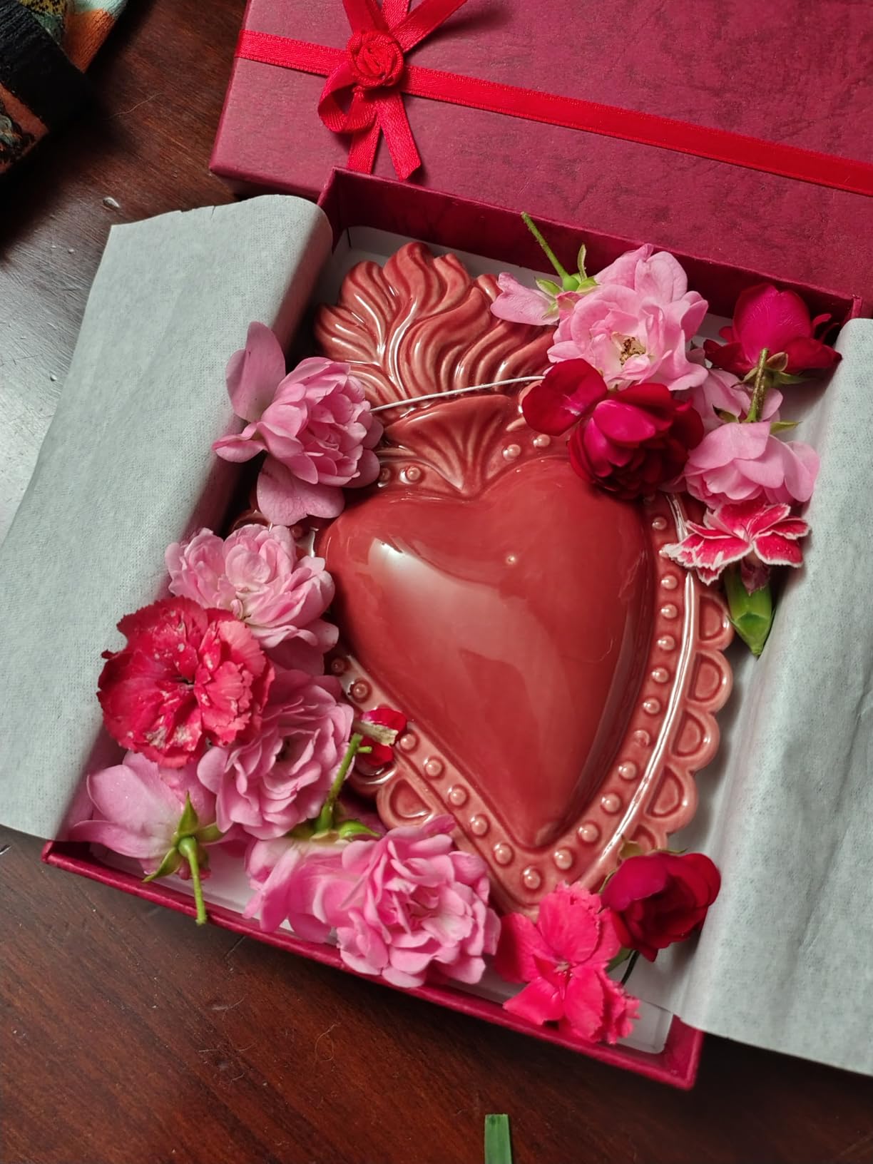Baroni Home Cuore Sacro Ex-Voto Ceramica Panna 16x11 cm