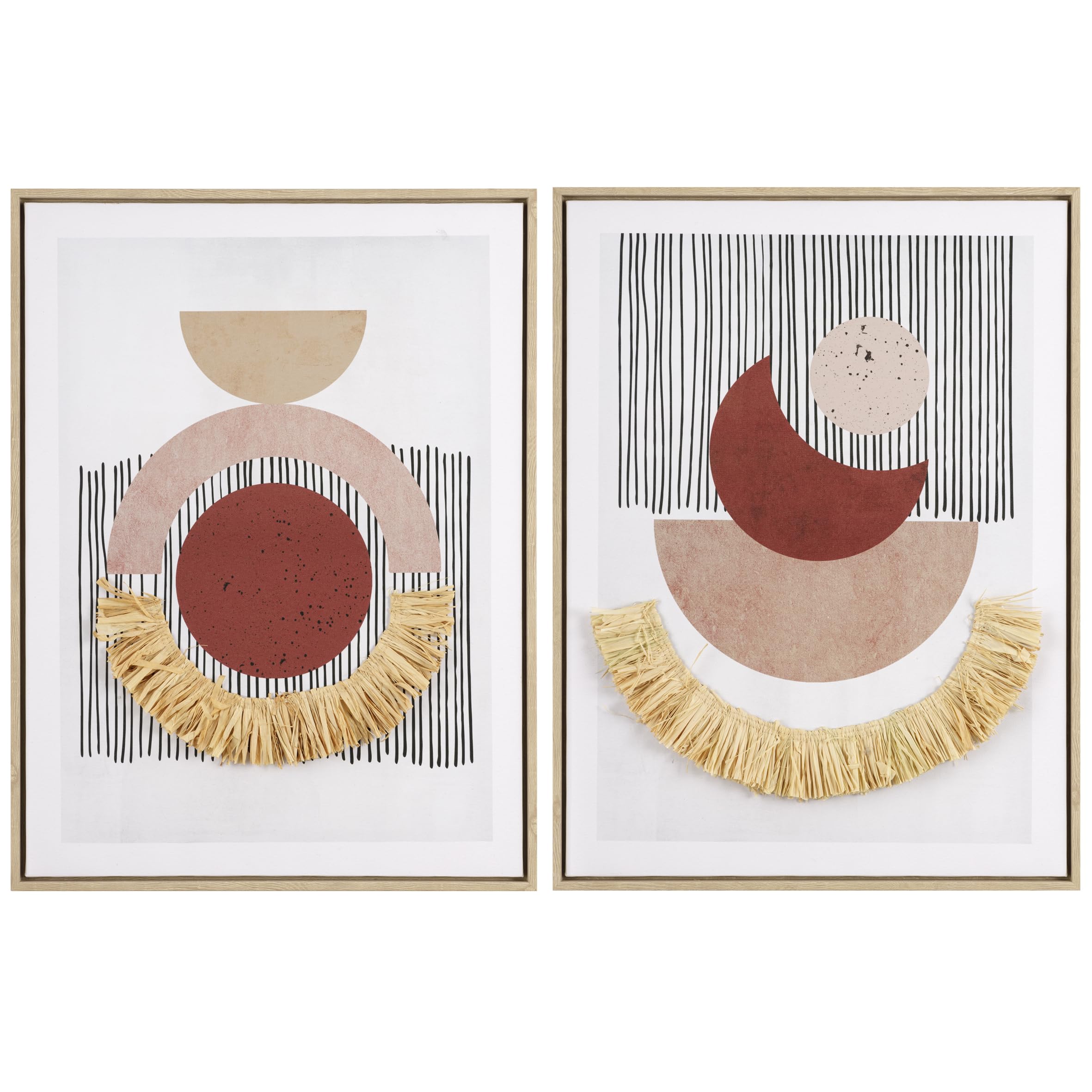 Baroni Home Decorazione Muro Geometrie 2 Pezzi Acciaio Legno