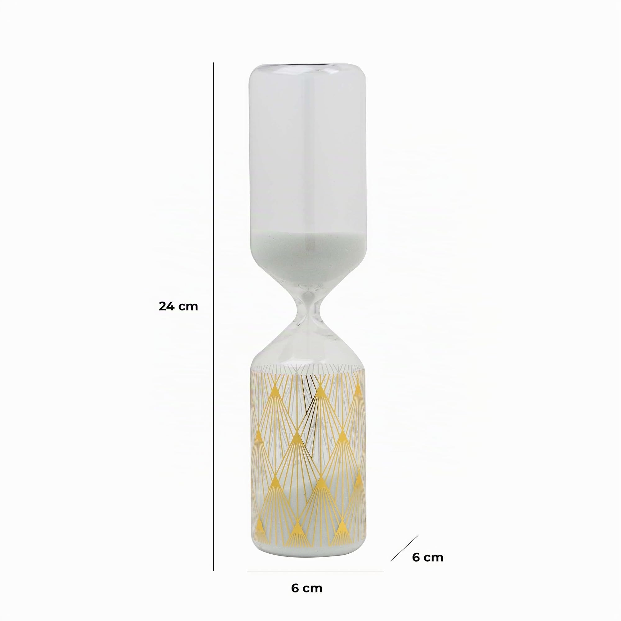 Baroni Home clessidra decorativa bianca oro 6x6x24 cm vetro