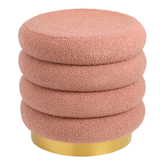 Baroni Home pouf macaron rosa sherpa 41x38x38 cm
