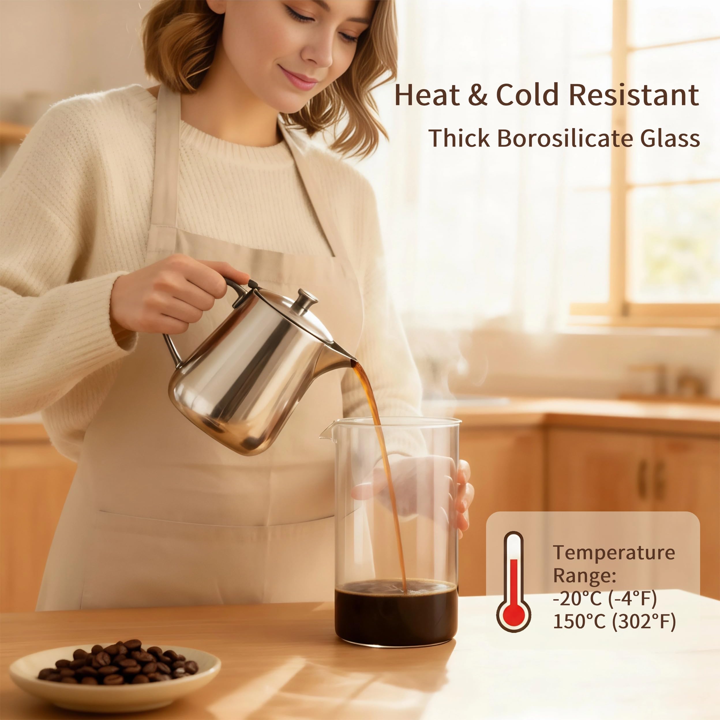 bonVIVO caraffa vetro borosilicato 1 L ricambio french press