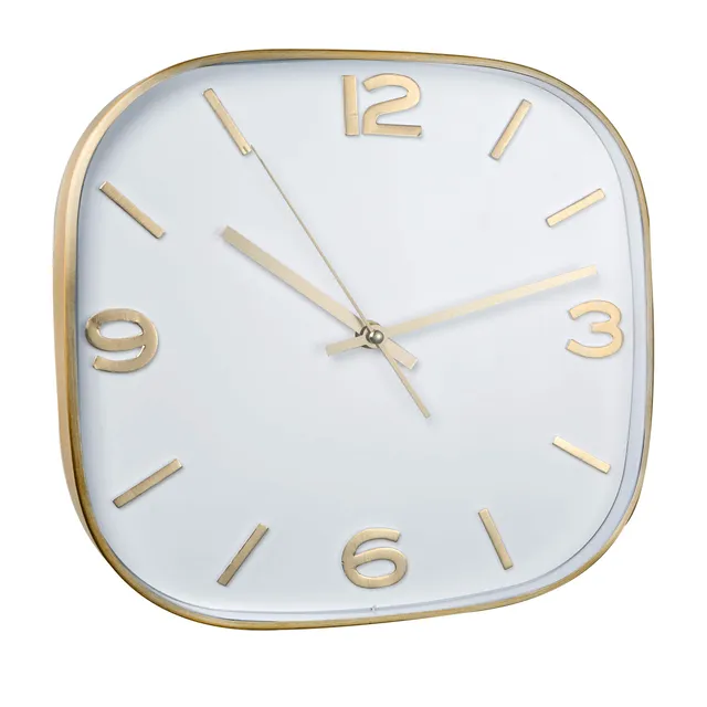 Baroni Orologio Parete PVC Quadrato Oro 29x29 cm Silenzioso