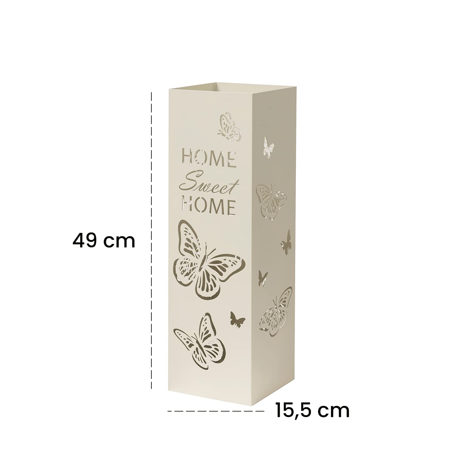 Baroni Home portaombrelli metallo bianco farfalle 15,5x15,5x49 cm